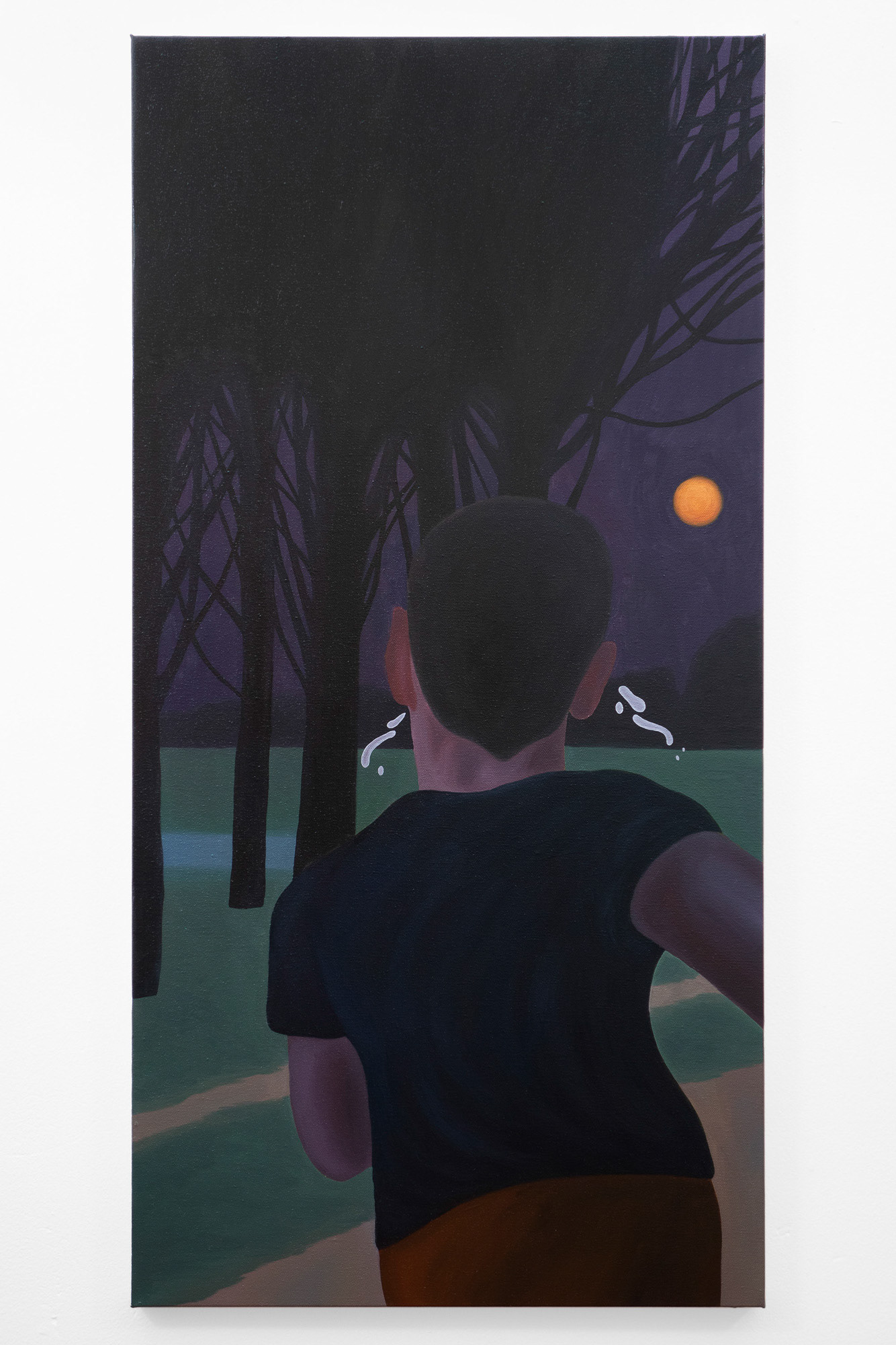 "Yes, I Ran Away", 2021, oil on canvas, 18x36 inches