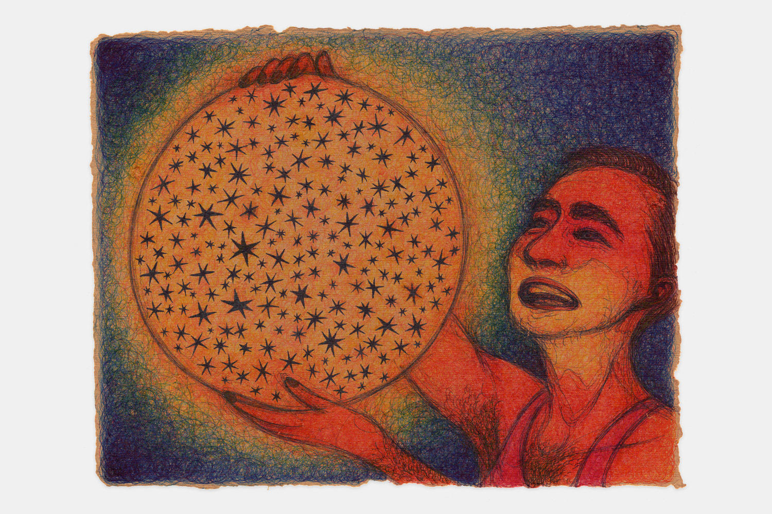 "I Won't Be Blinded by the Light", 2024, ink on paper, 9x11.5 inches