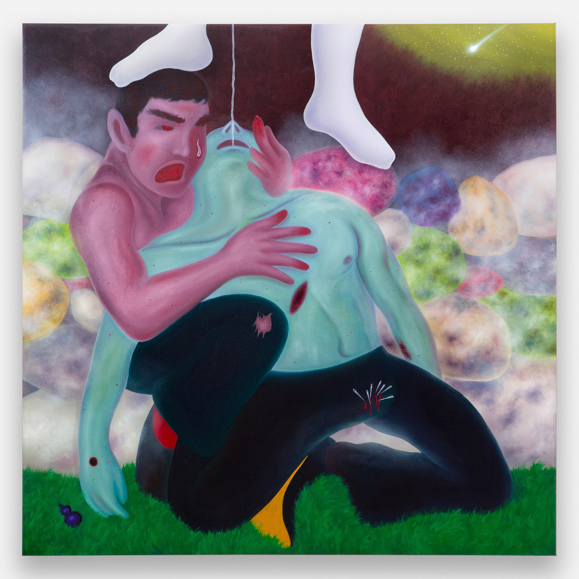 "Don't Let Them Win (I Hold You Close in Victory)", 2023, oil on canvas, 48x48 inches