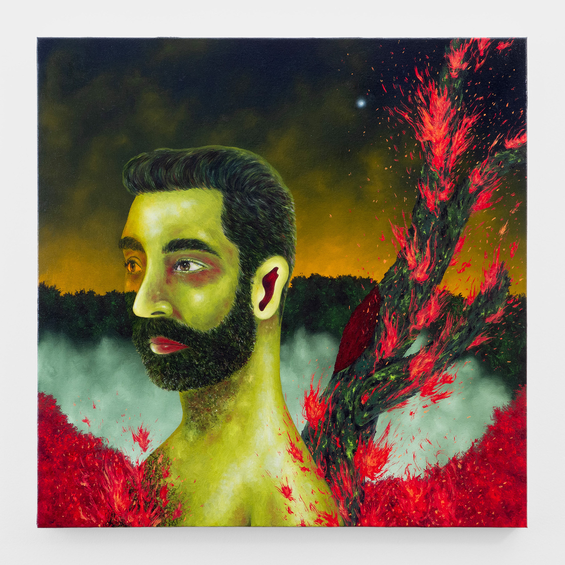 "Love With Tongues of Fire", 2023-2024, oil on canvas, 24x24 inches