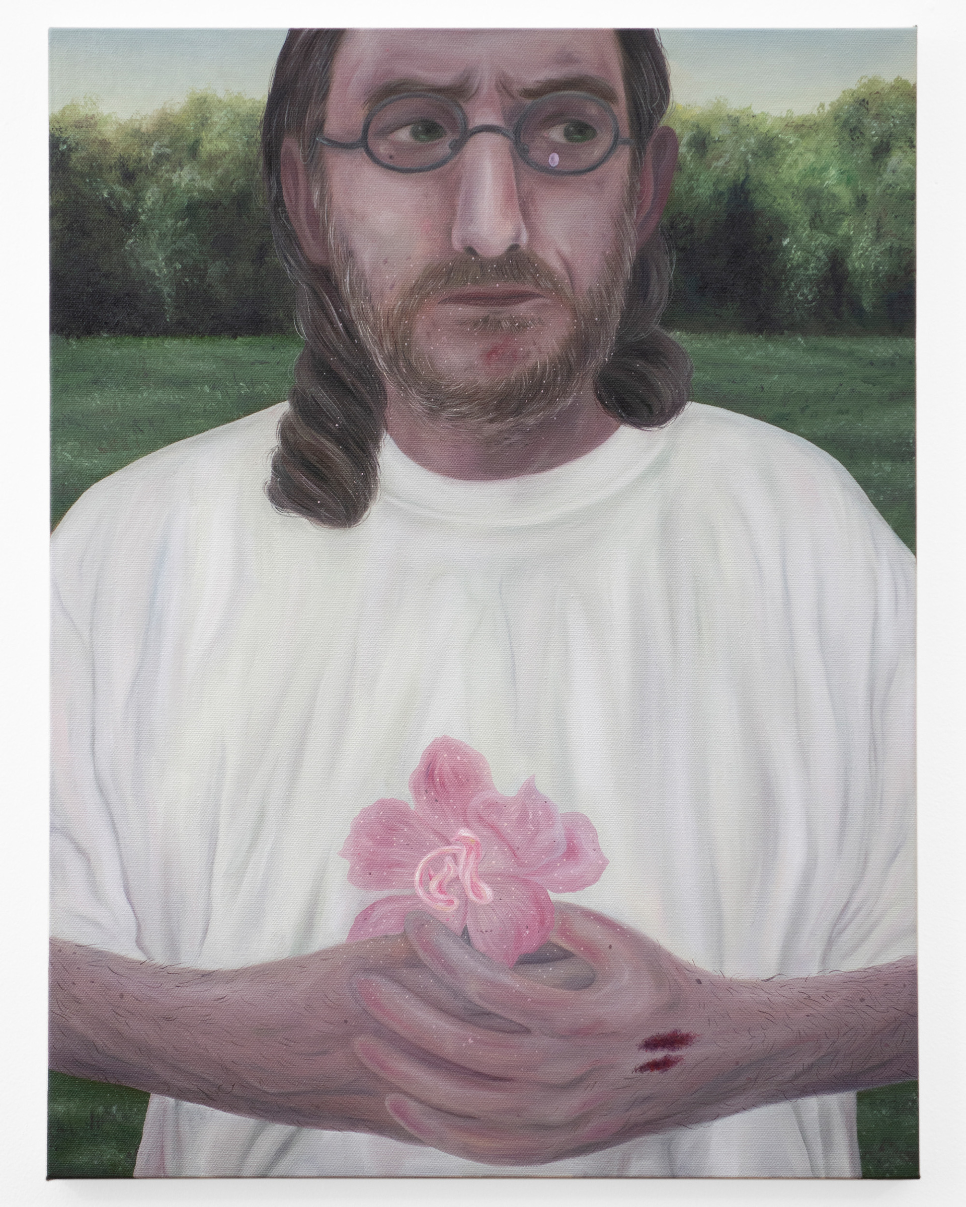 "The Gardener and His Flower", 2021, oil on canvas, 24x18 inches