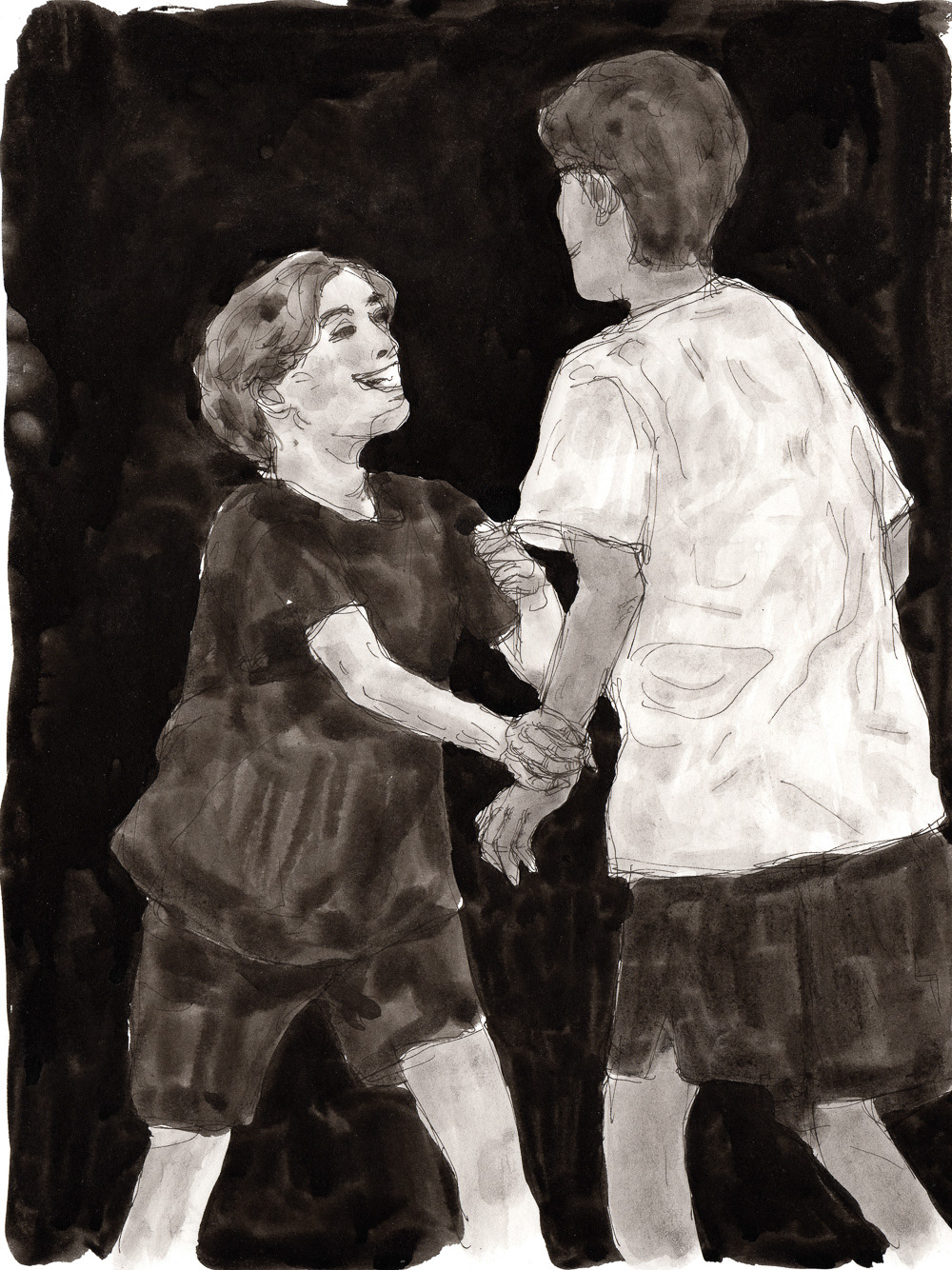 "Young Devils", 2020, ink on paper, 9x12 inches
