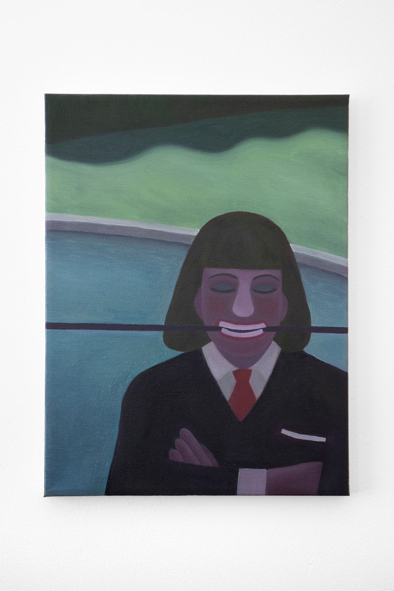 "Training to Be Happy", 2021, oil on canvas, 12x16 inches