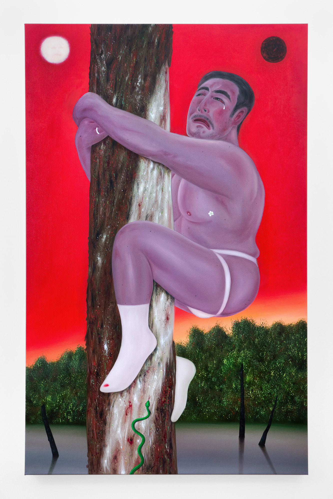 "You Have No Home", 2022, oil on canvas, 30x48 inches