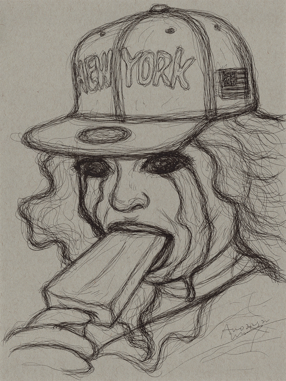 "New York", 2021, ink on paper, 9x12 inches