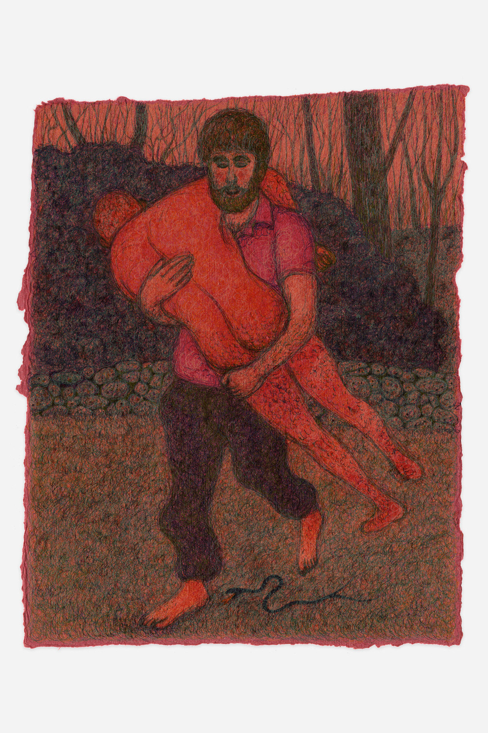 "He Came From My Sorrow", 2024, ink on paper, 11.5x9 inches