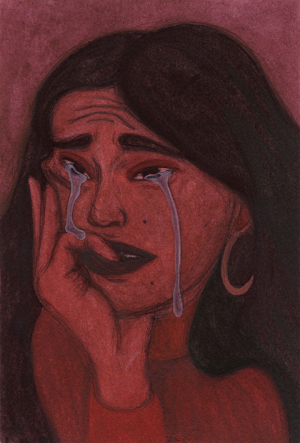 "Tears Keep Me Going", 2021, ink and watercolor on paper, 4x6 inches
