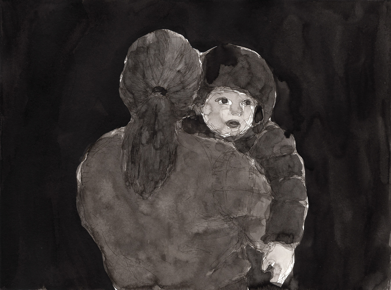 "Coldness", 2020, ink on paper, 9x12 inches