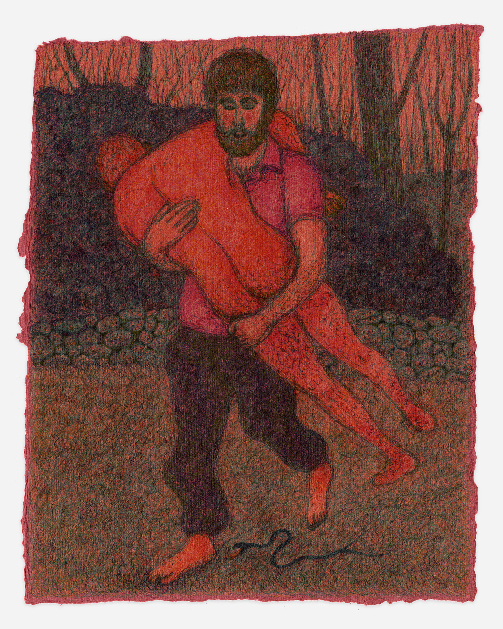 "He Came From My Sorrow", 2024, ink on paper, 11.5x9 inches