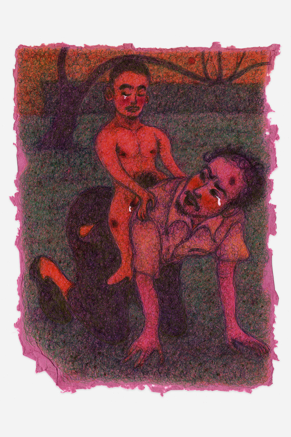 "Happy Together", 2024, ink on paper, 12x9 inches