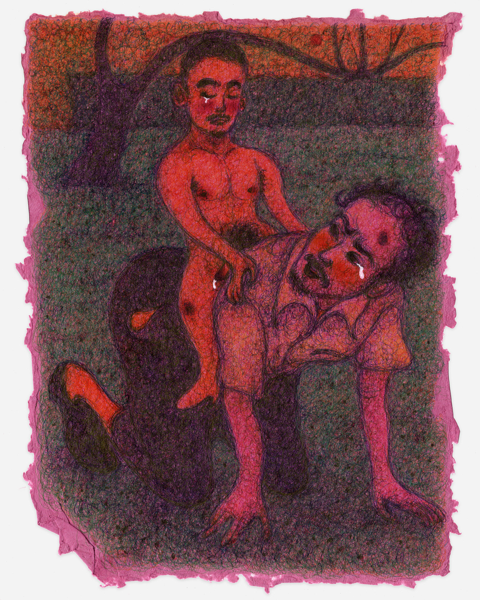 "Happy Together", 2024, ink on paper, 12x9 inches