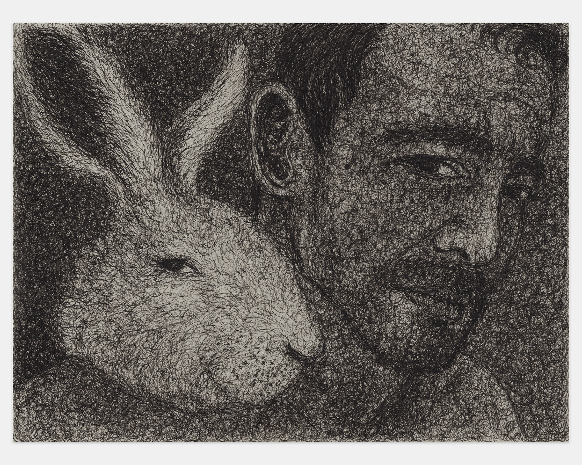 "Mother and Son", 2024, ink on paper, 9x12 inches