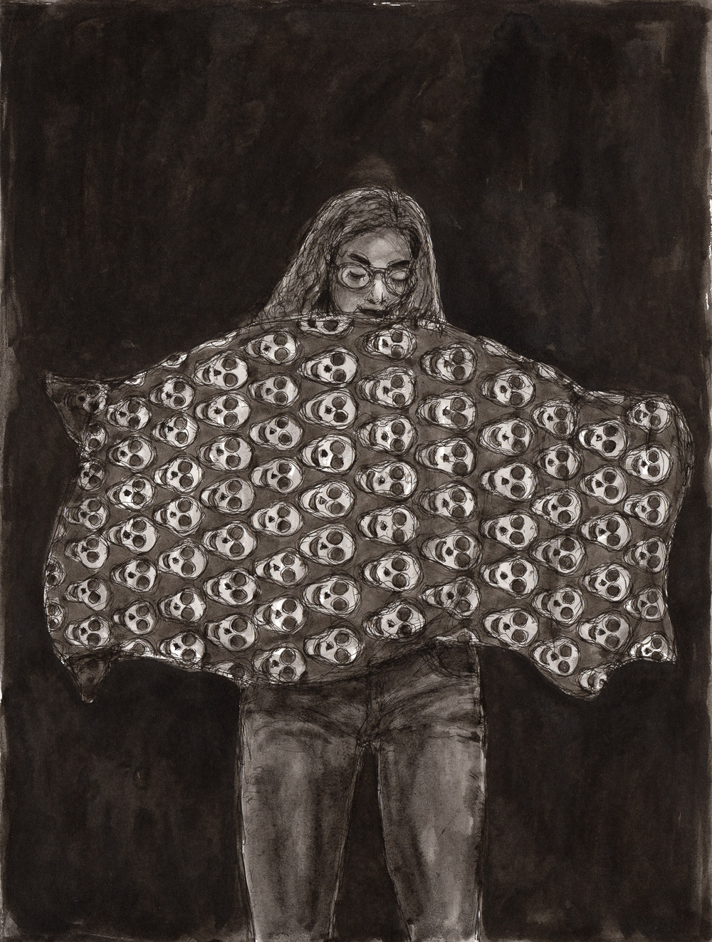 "Get Ready", 2020, ink on paper, 9x12 inches