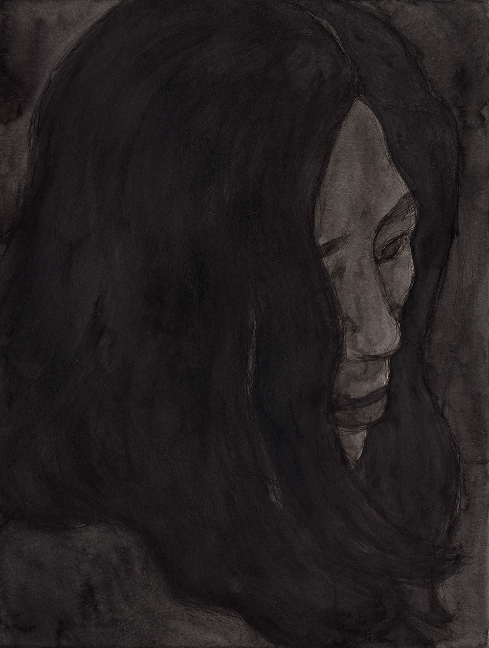 "Ascetic", 2021, ink on paper, 9x12 inches