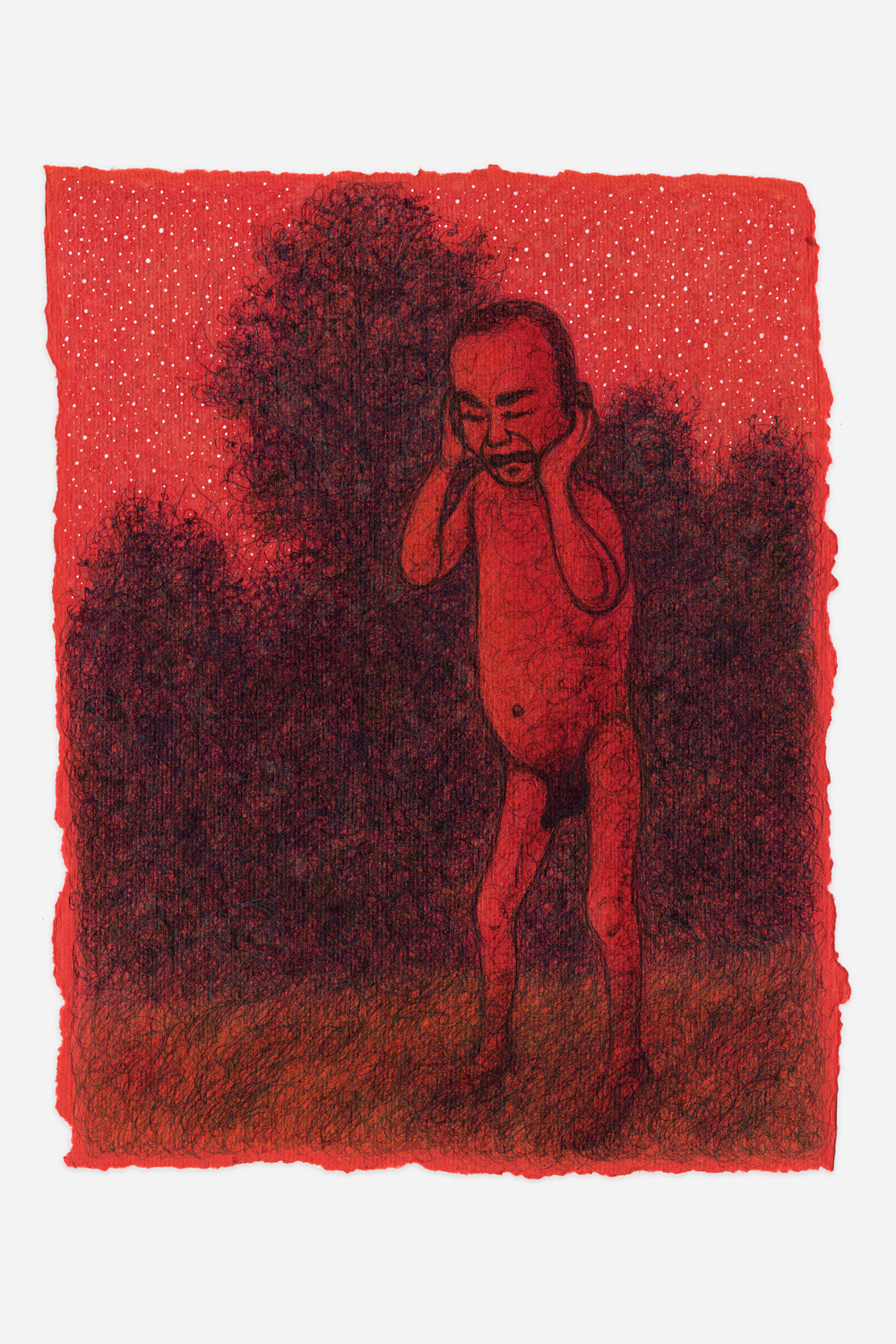 "The Pain Still Grows", 2024, ink on paper, 11.25x9 inches
