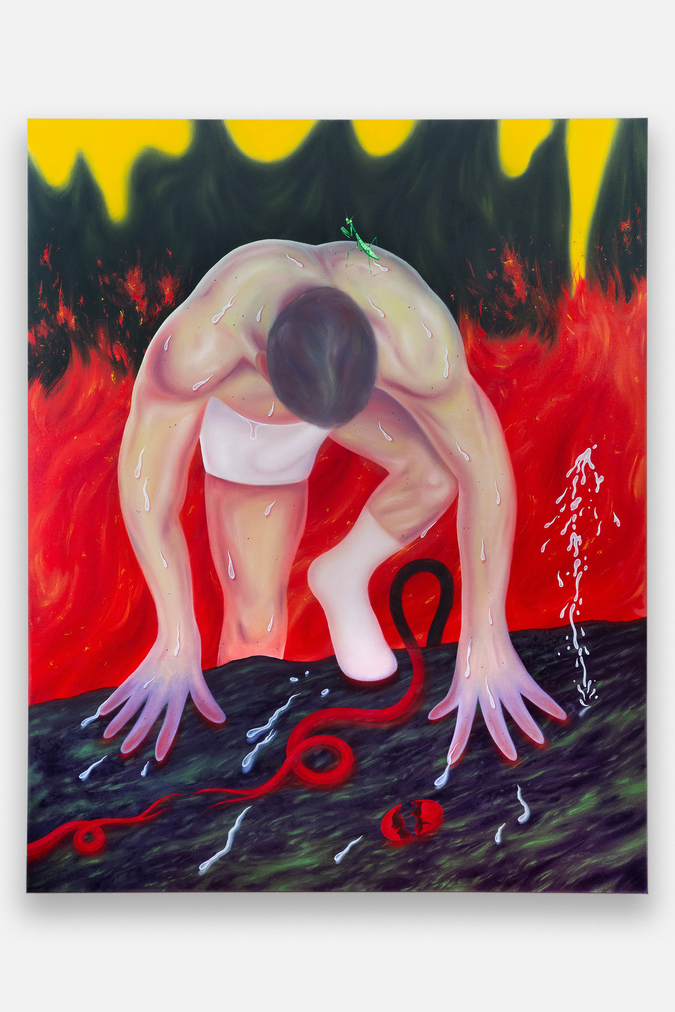 "We Fall, We Burn, We Get Up", 2023, oil on canvas, 48x60 inches