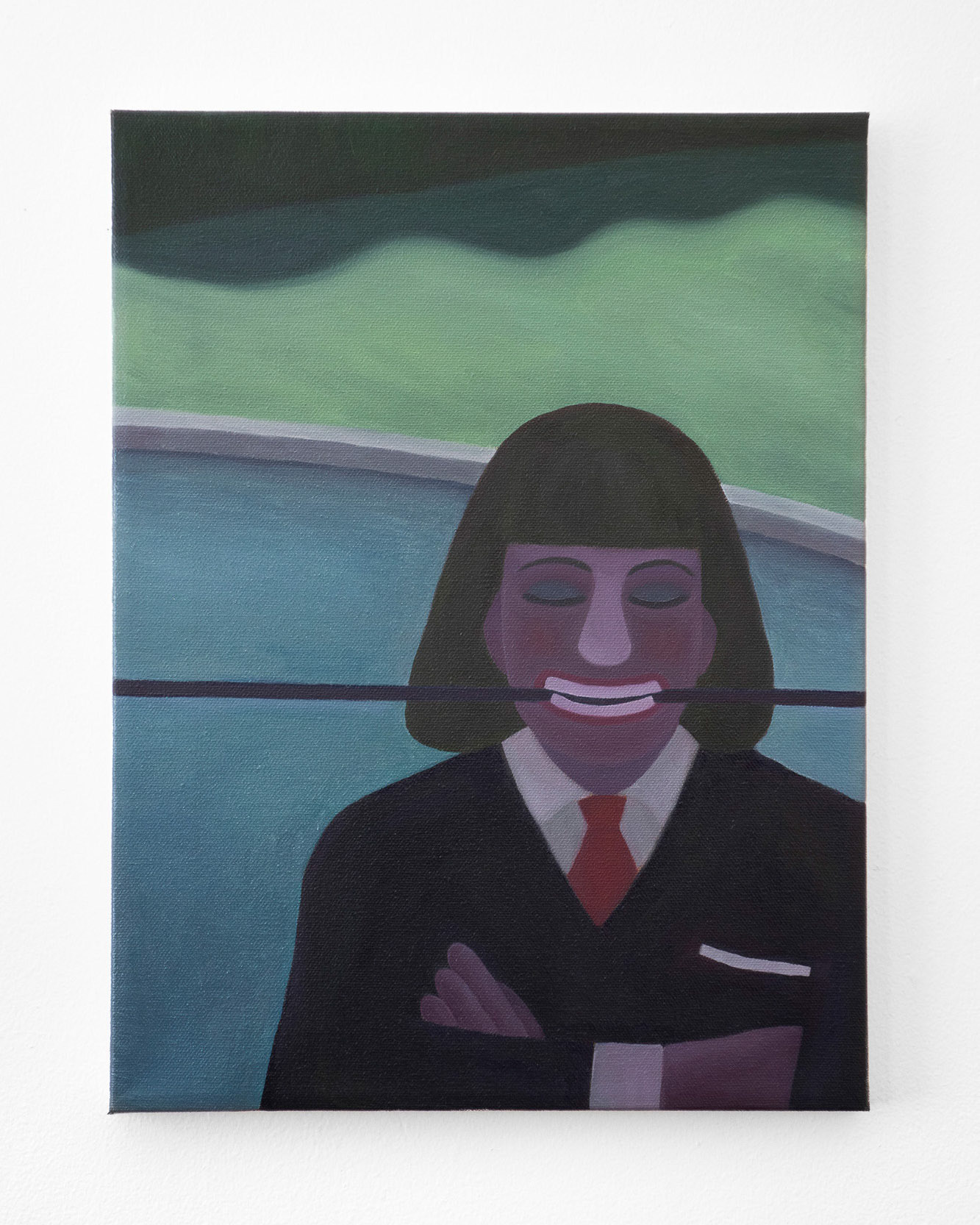 "Training to Be Happy", 2021, oil on canvas, 16x12 inches