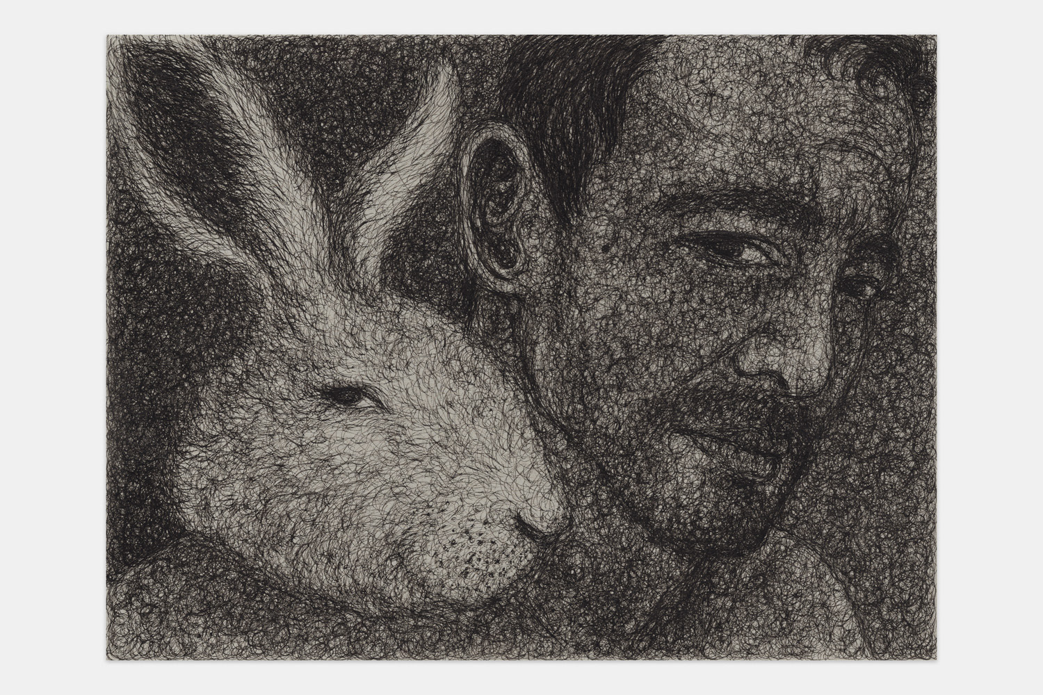 "Mother and Son", 2024, ink on paper, 9x12 inches
