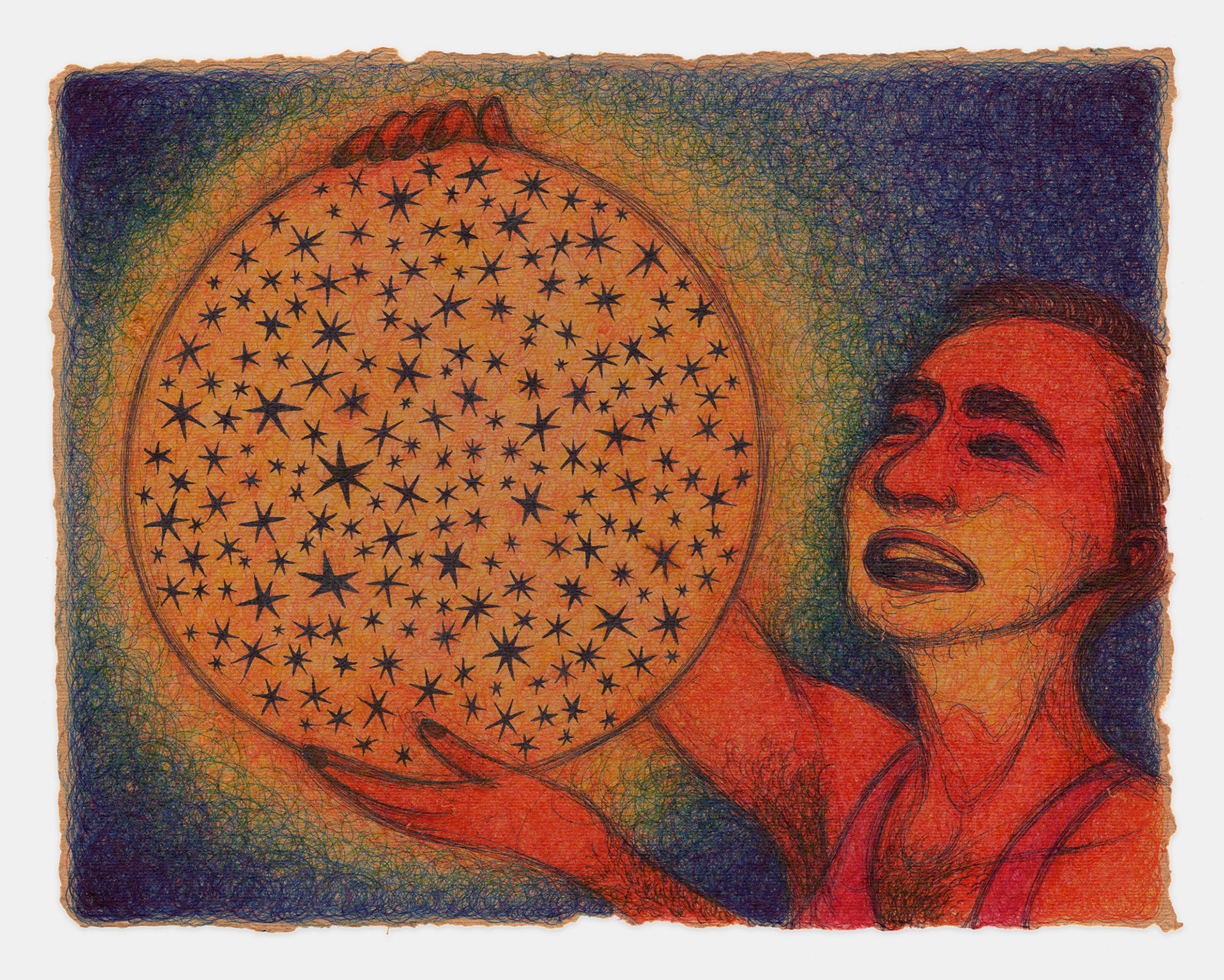 "I Won't Be Blinded by the Light", 2024, ink on paper, 9x11.5 inches