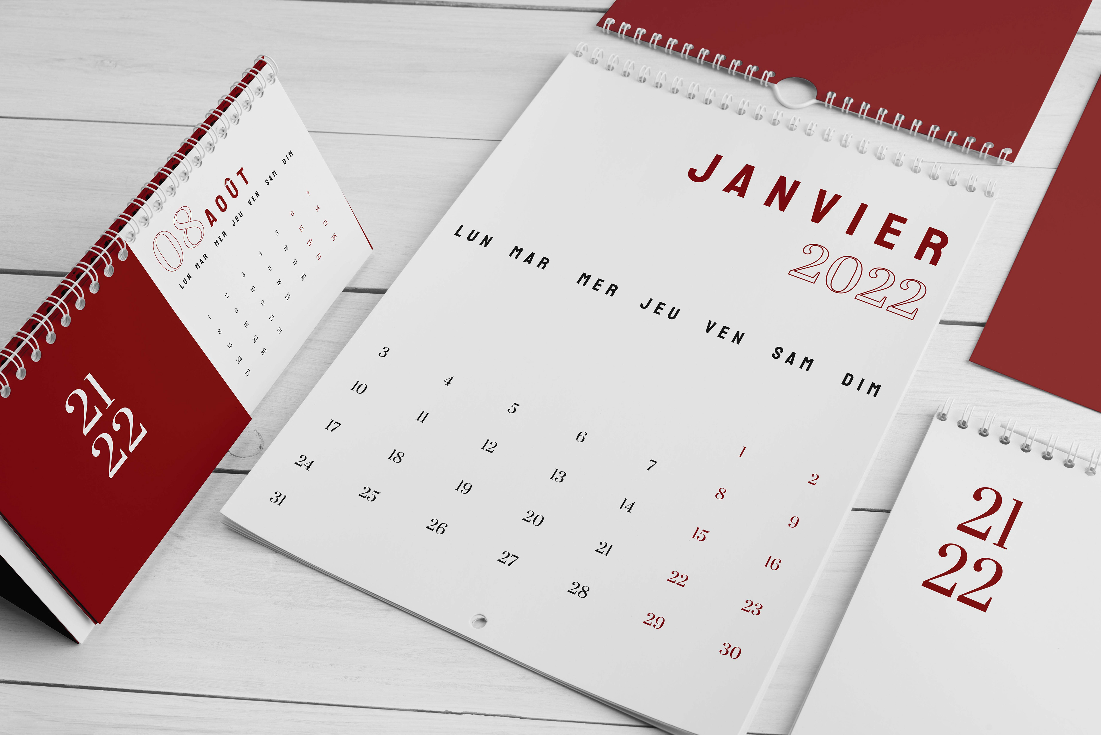 Un calendrier bicolore à emporter chez soi