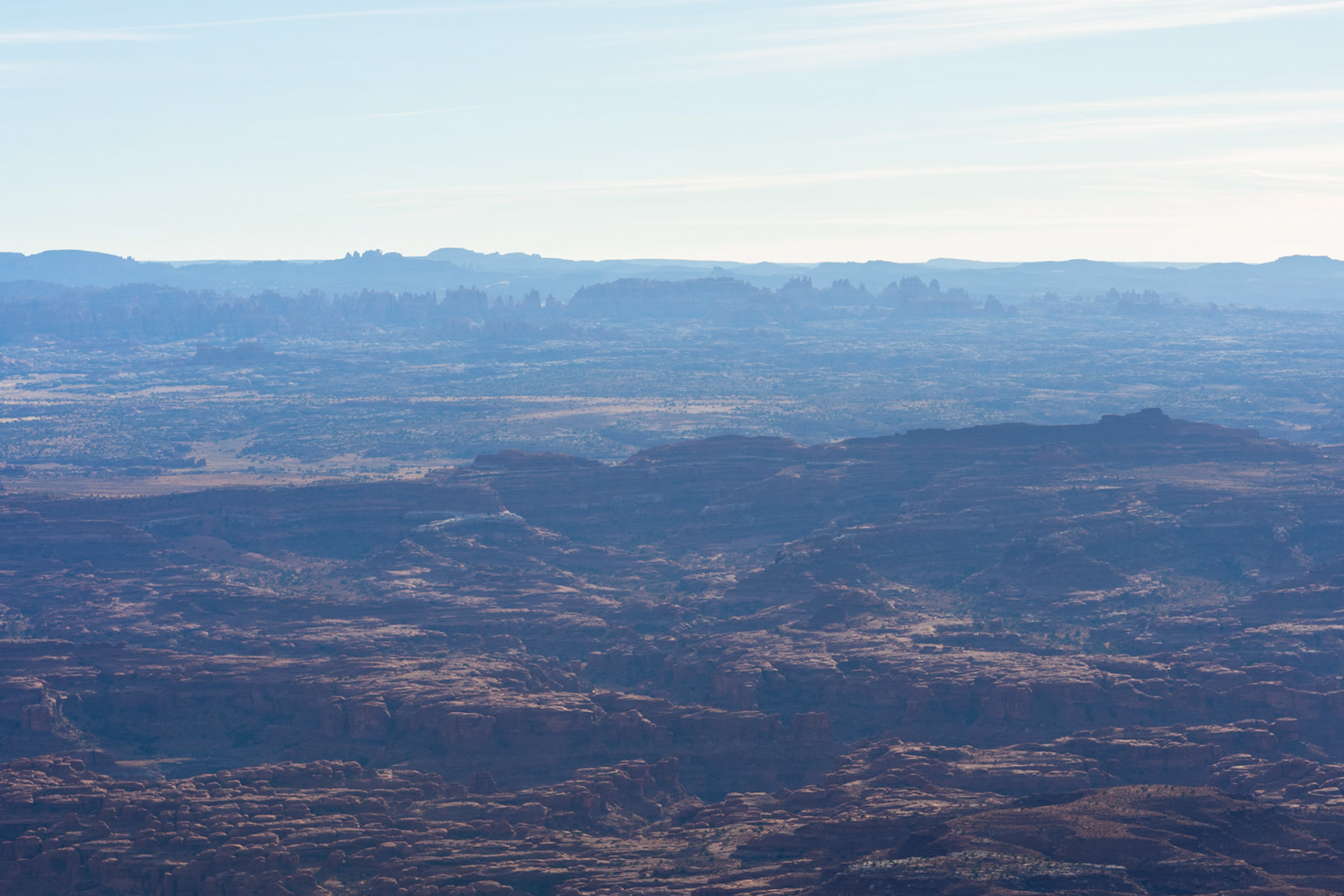 Looking towads the aptly named Needles of Canyonlands