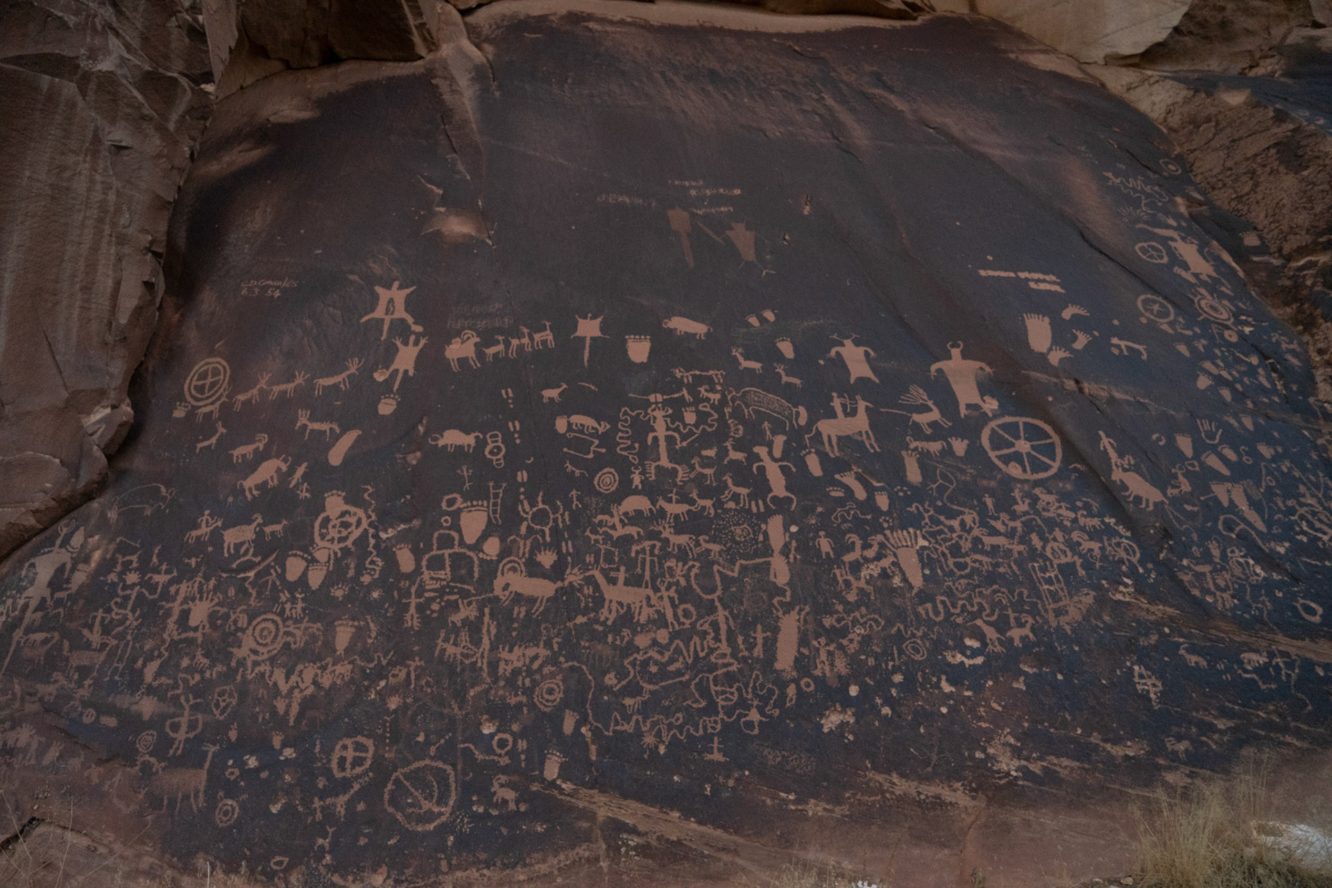 Newspaper Rock, full of petroglyphs from across the centuries