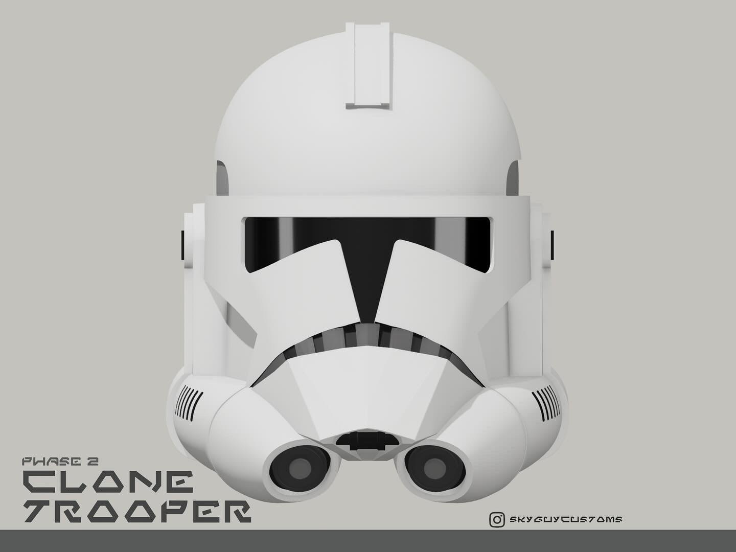 Phase II Clone Trooper helmet (wearable). Made in Shapr3d. Oct 2023.