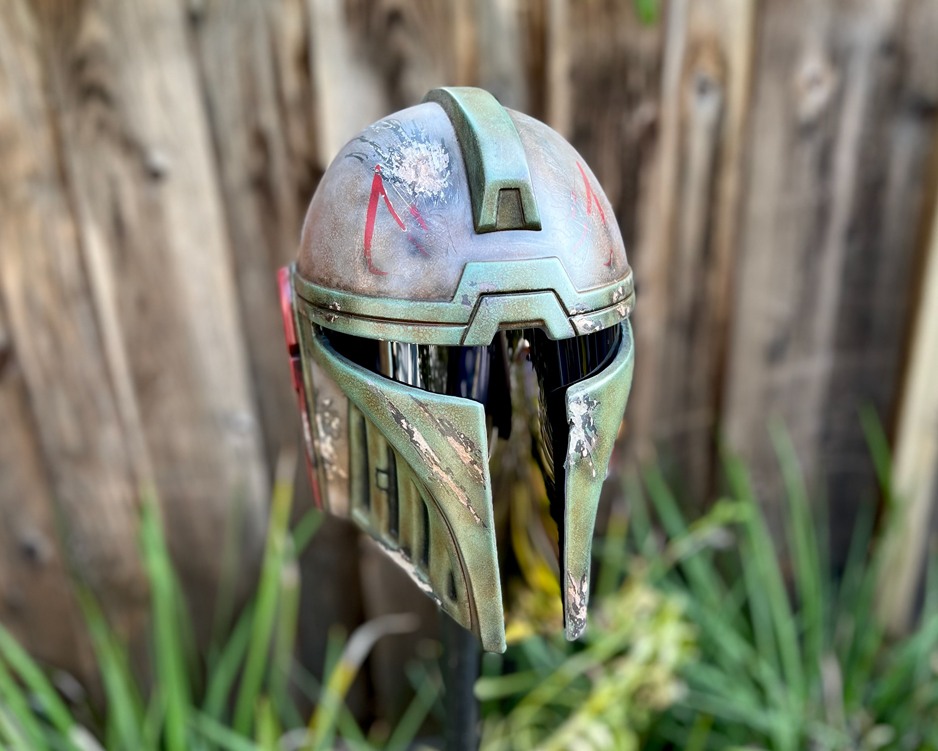 Resin cast custom Aran Tal Mandalorian helmet. Aug 2024.