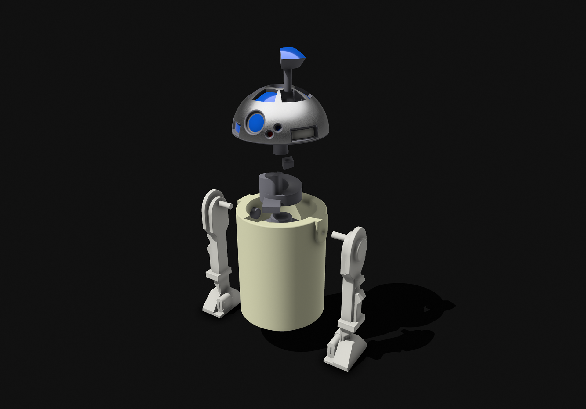 Retro R2-D2 Action Figure. Made in Shapr3d. Inspired by original Kenner toy. Jul 2023.