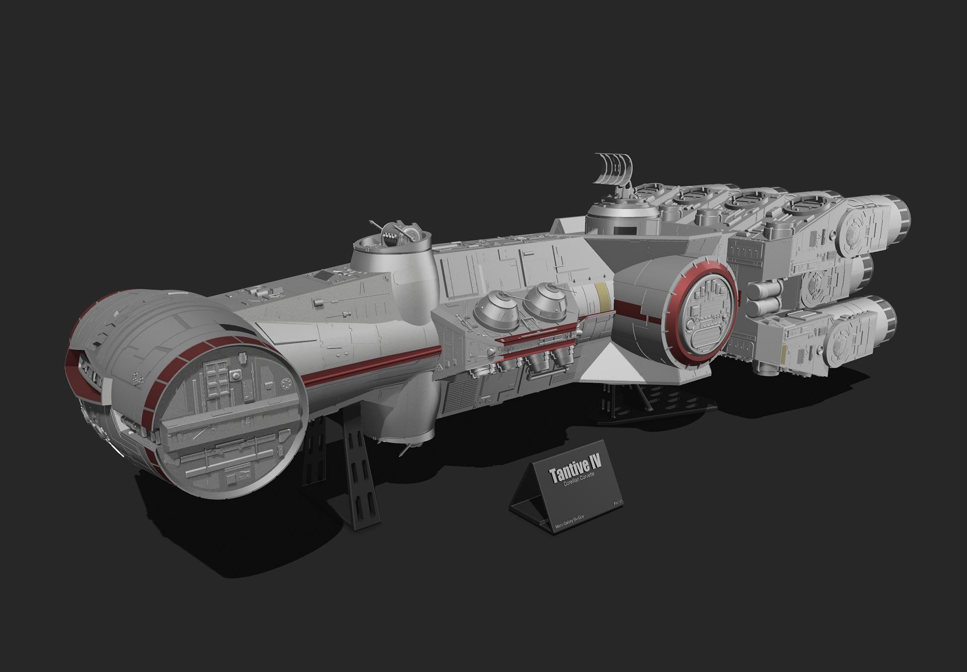 Blockade Runner. Made in Shapr3d. Scaled to fit Jazwares Micro Galaxy Squadron line. Sept 2023.