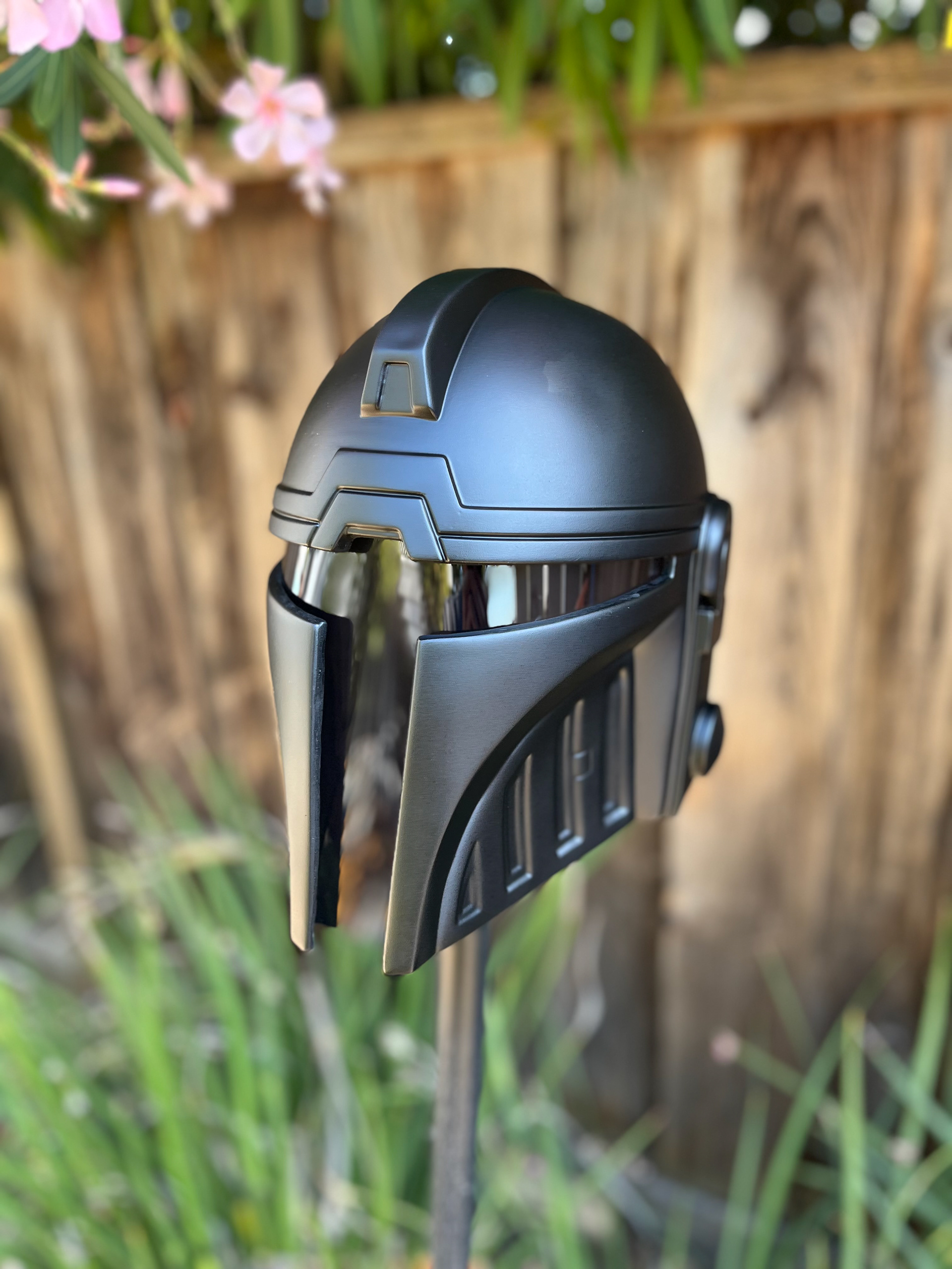 Resin cast Aran Tal Mandalorian helmet. Matte Black. Jun 2024.