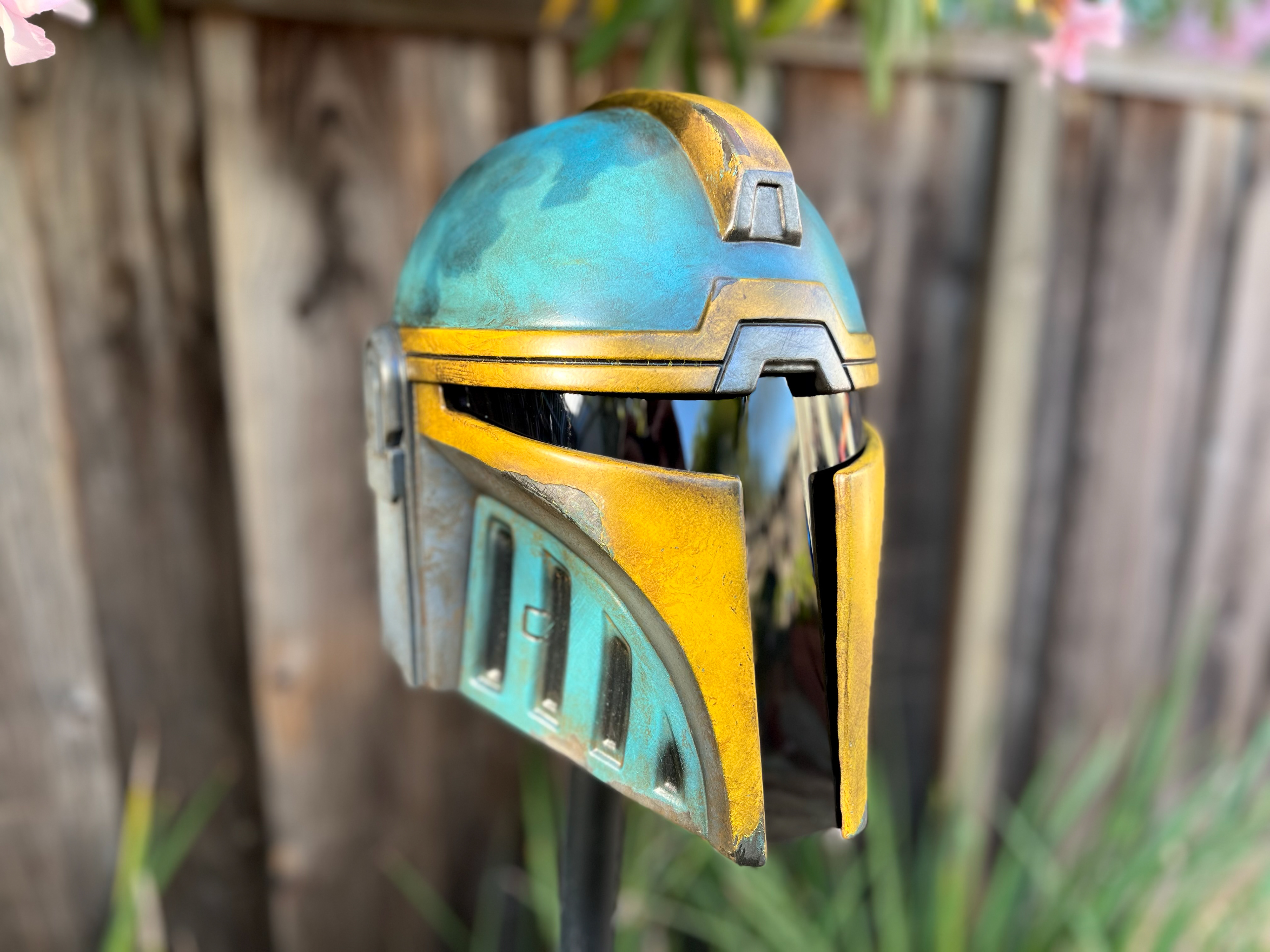 Resin cast Aran Tal Mandalorian helmet. Aug 2024.