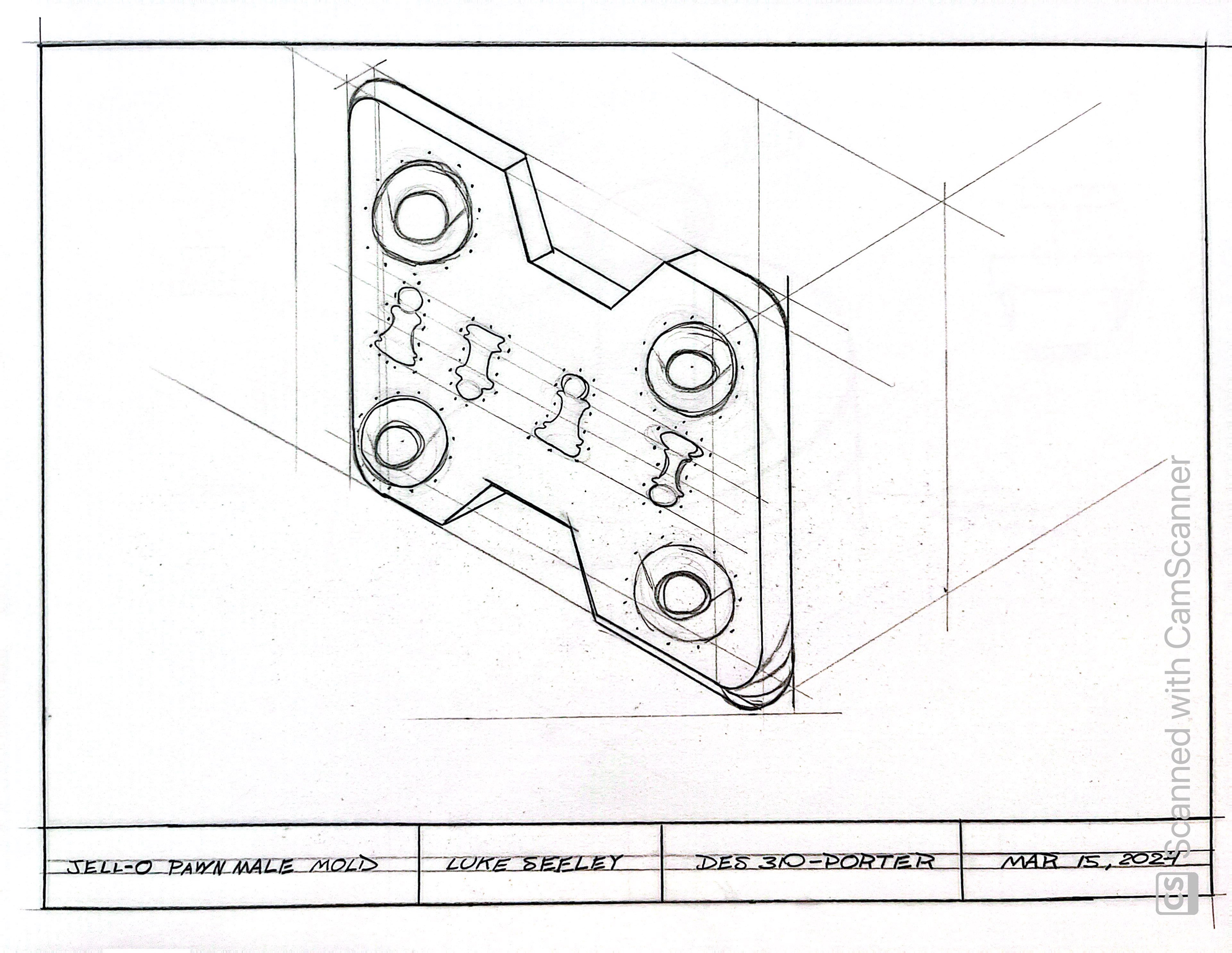 Jell-O Pawn Mold Concept Sketch. Mar 2024.