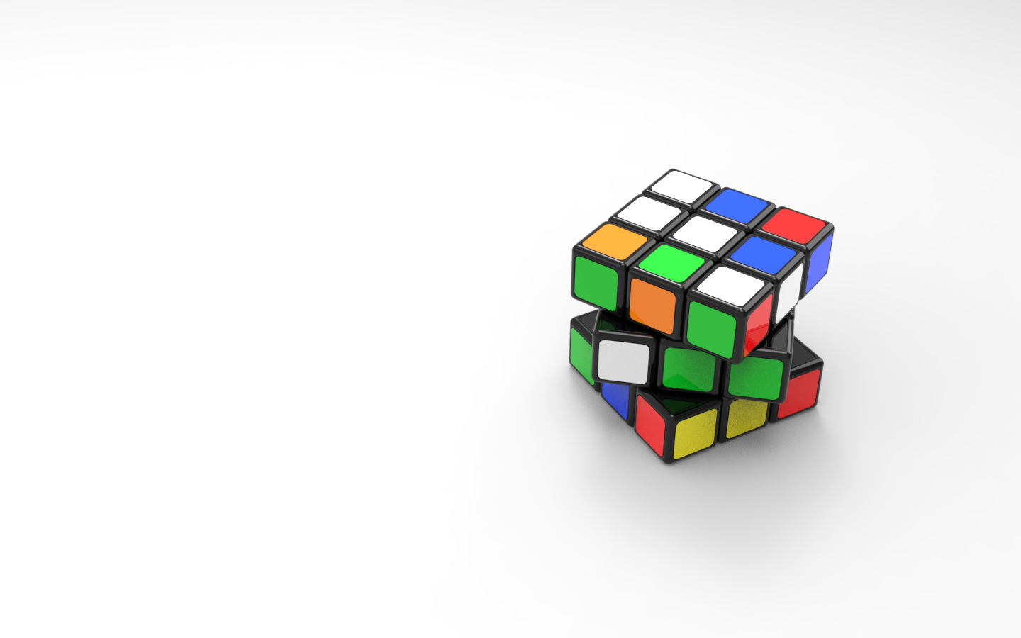 Rubik's Cube model. Made in Shapr3d. Rendered in Keyshot. May 2024.