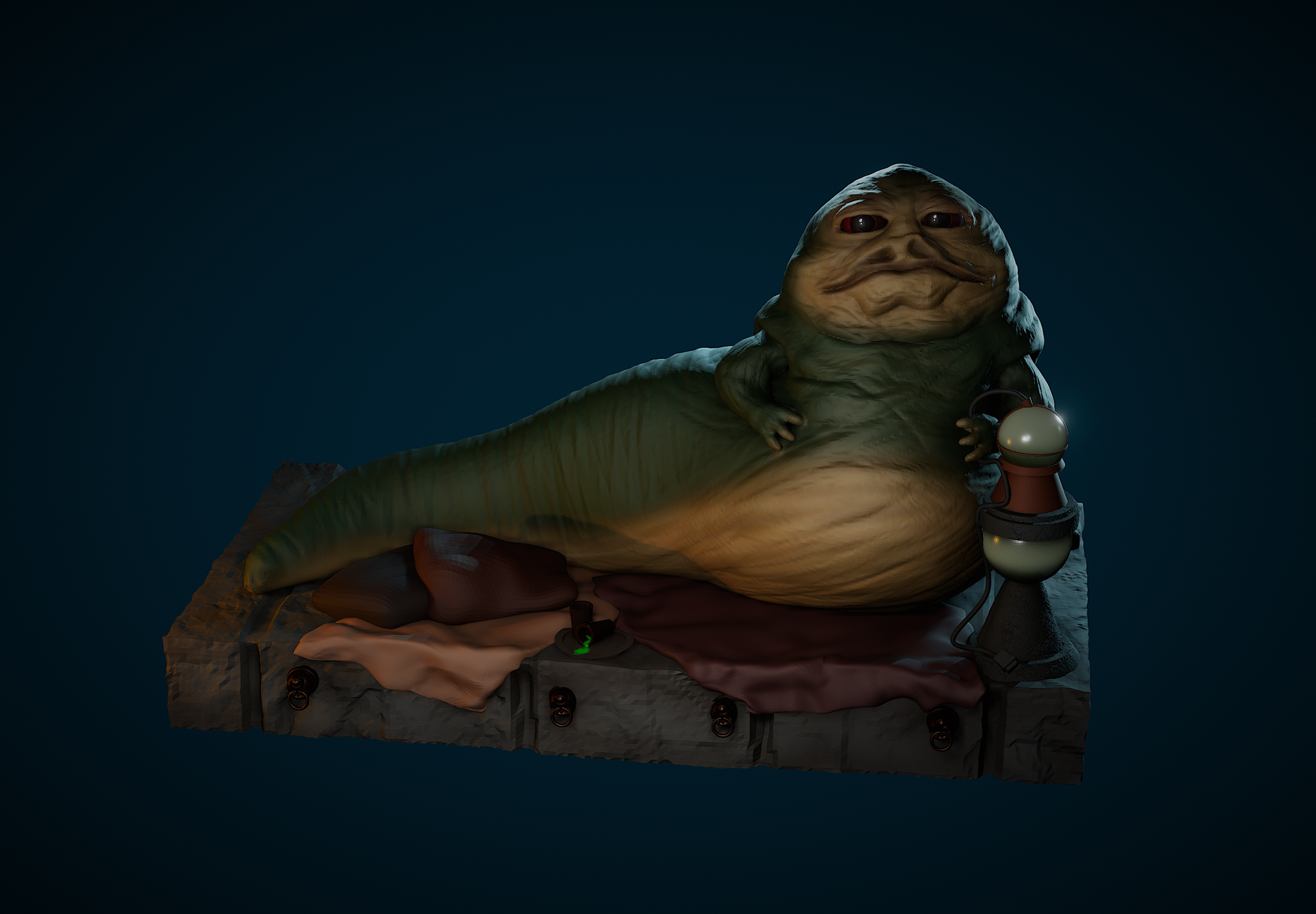 Jabba the Hutt. Made in Nomad Sculpt. Scaled to fit Jazwares Micro Galaxy Squadron line. Feb 2024.