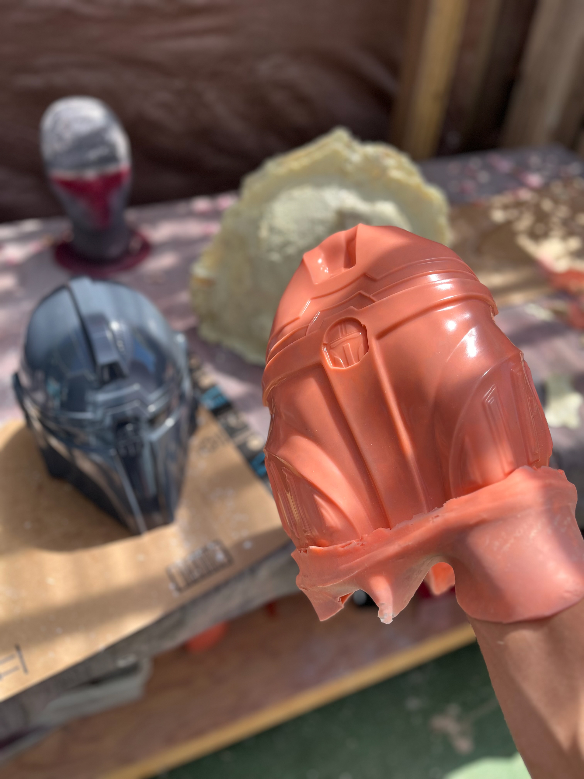 Custom Mandalorian helmet mold (Aran Tal). Jul 2024.