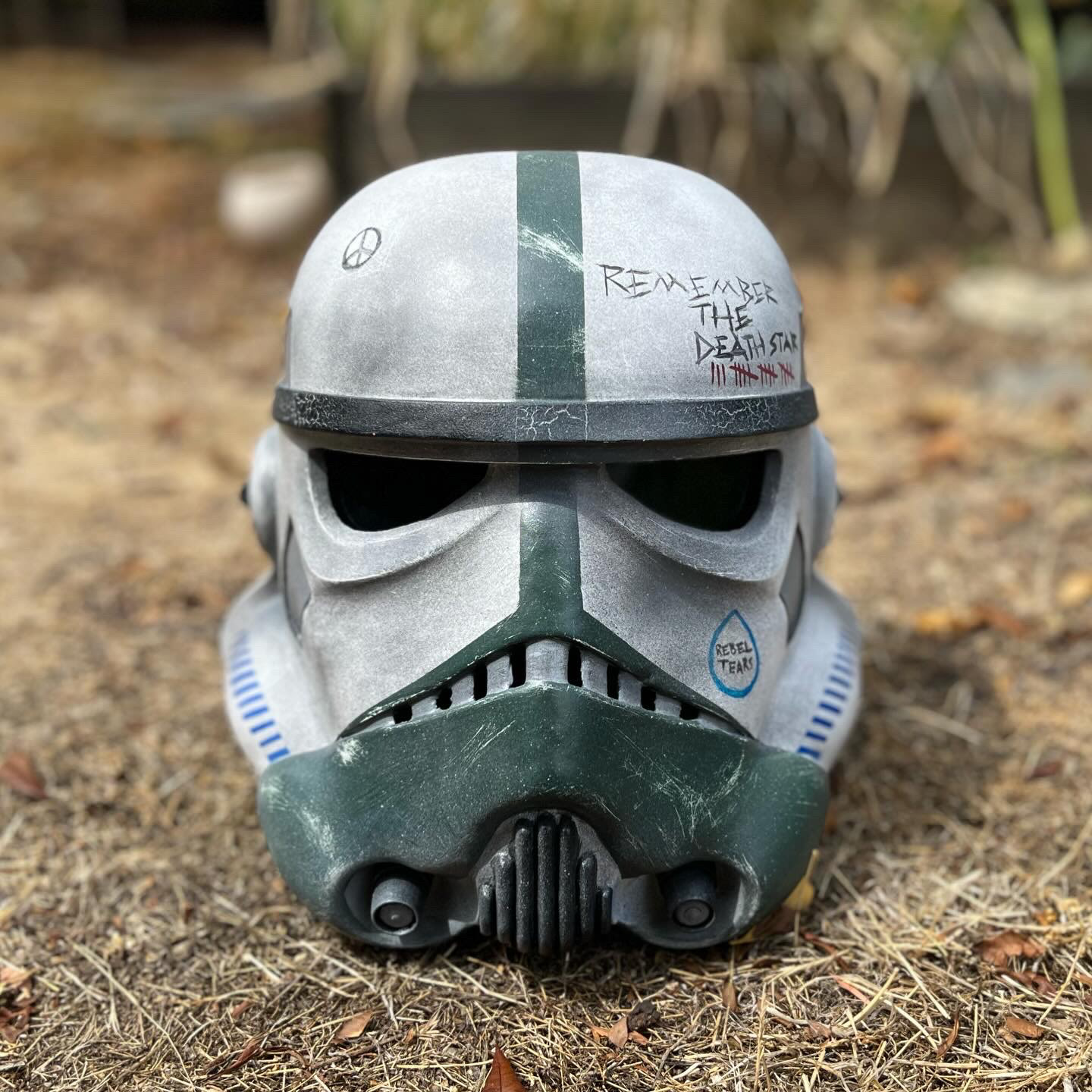 3D Printed Stormtrooper helmet (custom remnant design). Digital files from Thingiverse. Jun 2023.