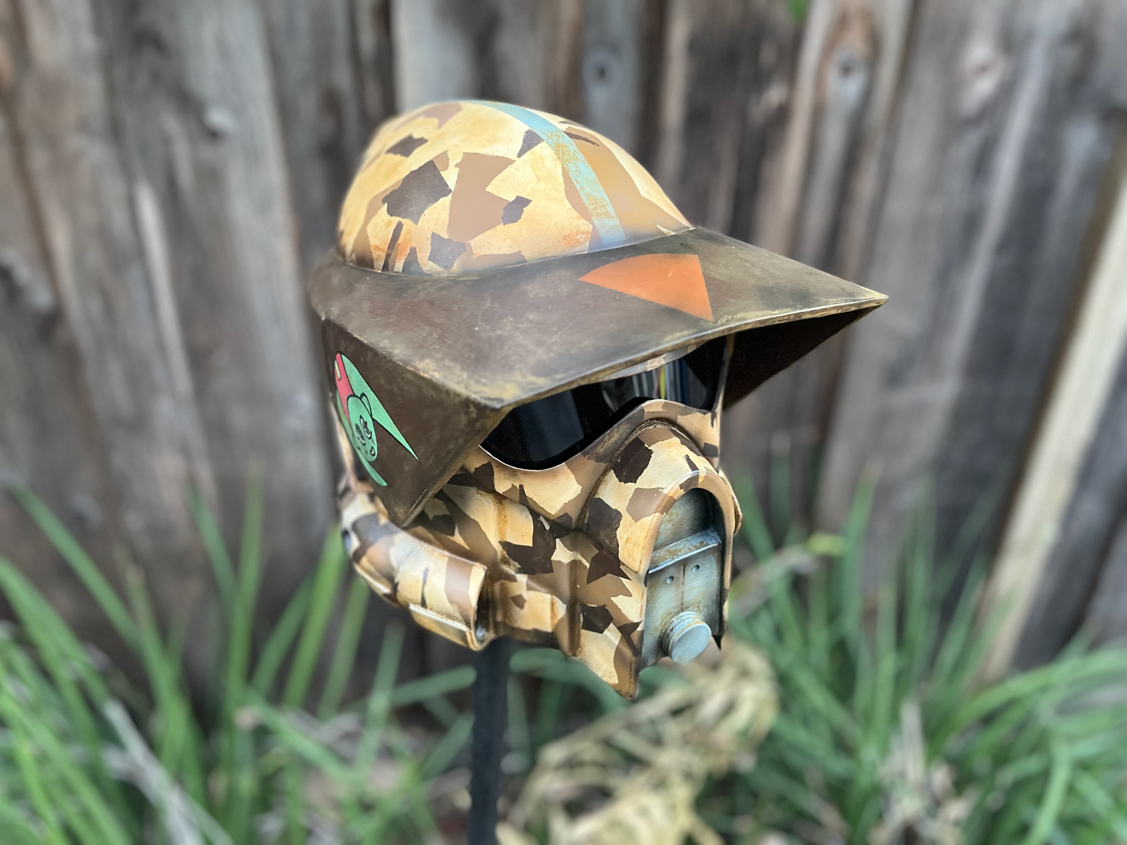 3D printed camo ARF Trooper helmet. Files from Galactic Armory. Sept 2024.