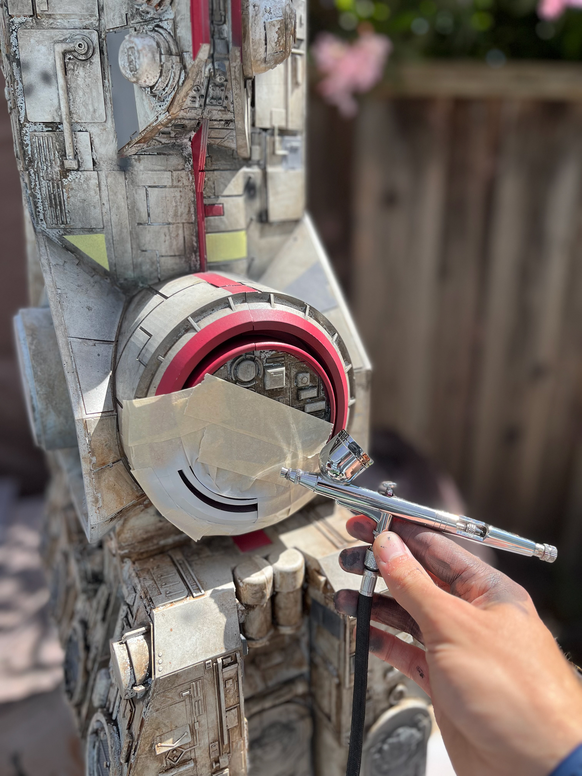 Progress Shot: Airbrushing colors.