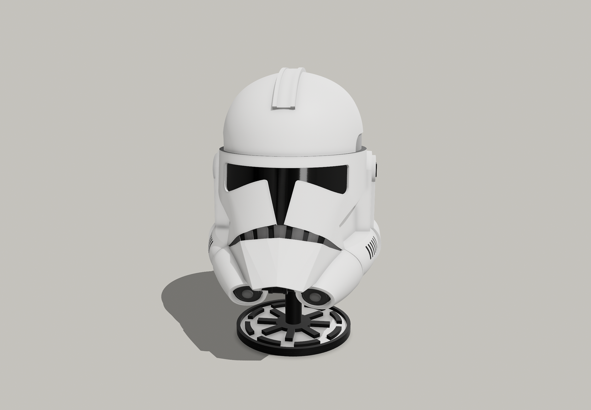 Phase II Clone Trooper Helmet (display). Made in Shapr3d. Oct 2023.