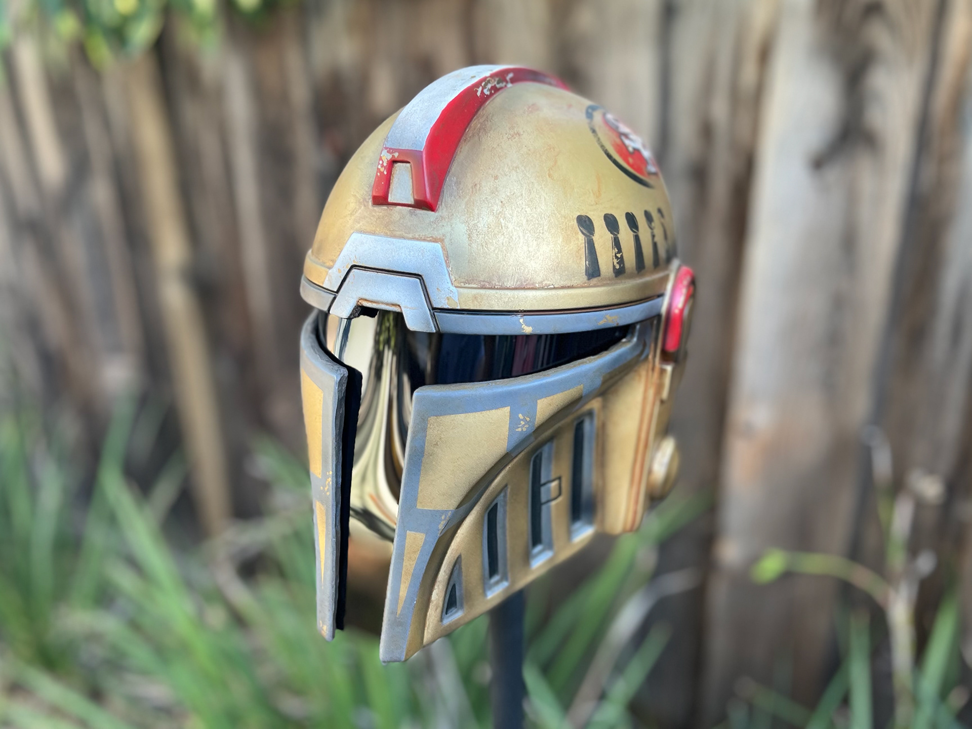 Resin cast 49ers Aran Tal Mandalorian helmet. Sept 2024.