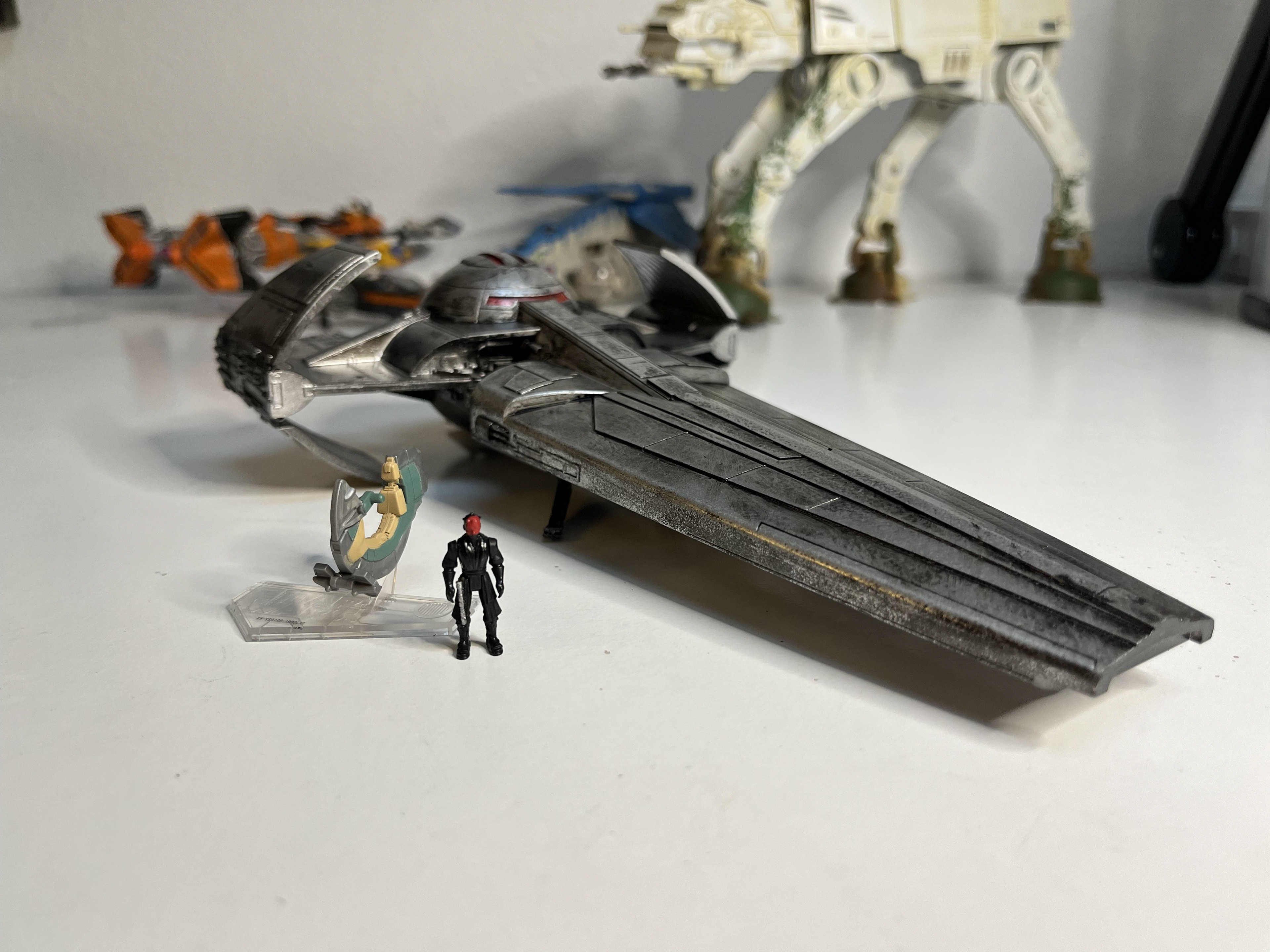 Custom Scimitar ship printed in resin and painted by hand. 2024.