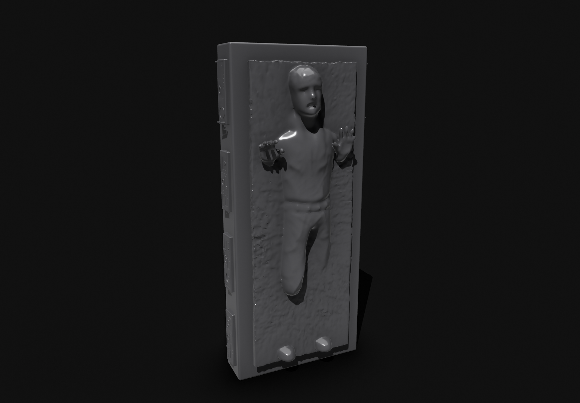 Han Solo in Carbonite. Made in Nomad Sculpt. Scaled to fit Jazwares Micro Galaxy Squadron line. May 2024.