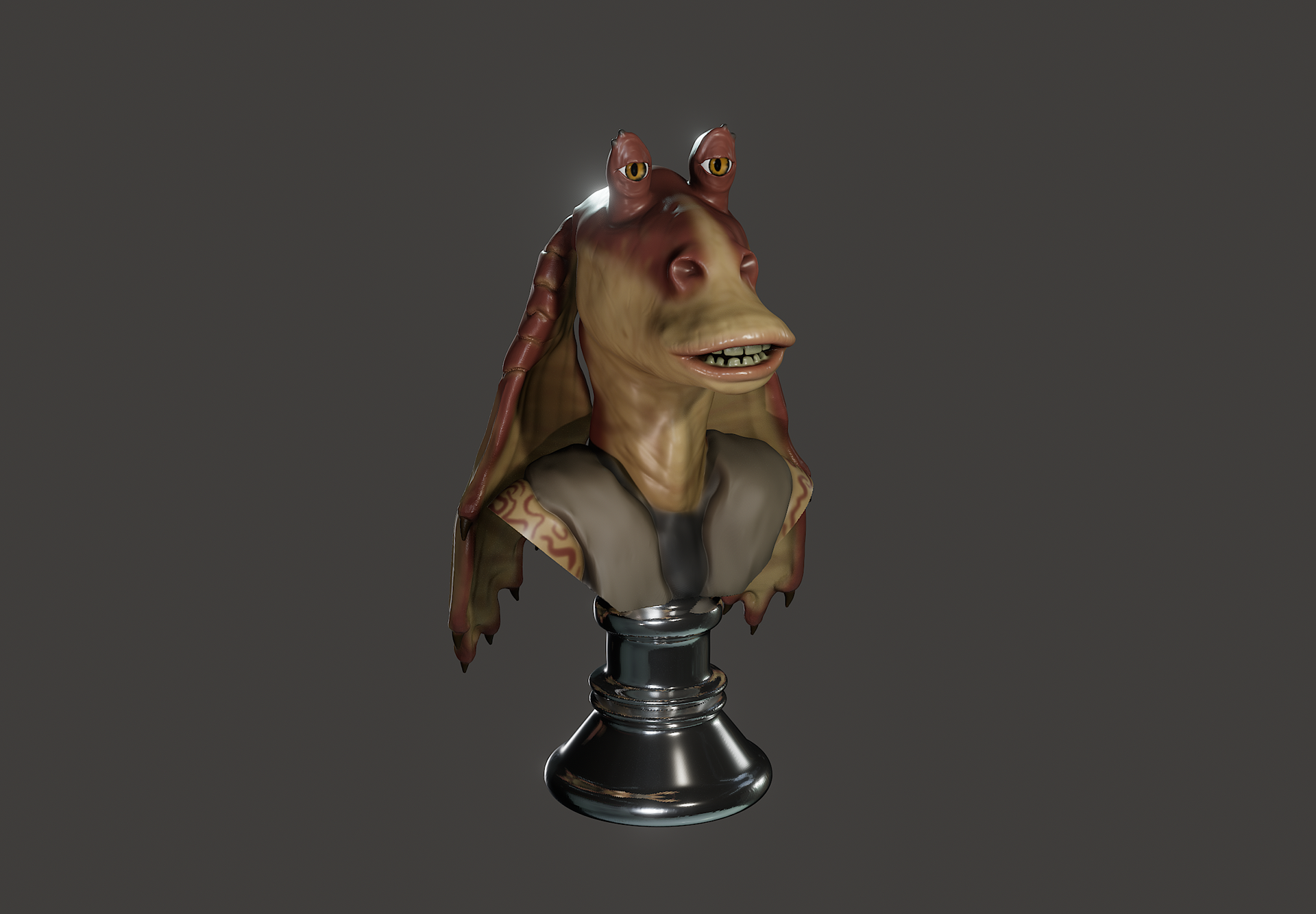 Jar Jar Binks bust. Made in Nomad Sculpt. May 2024.