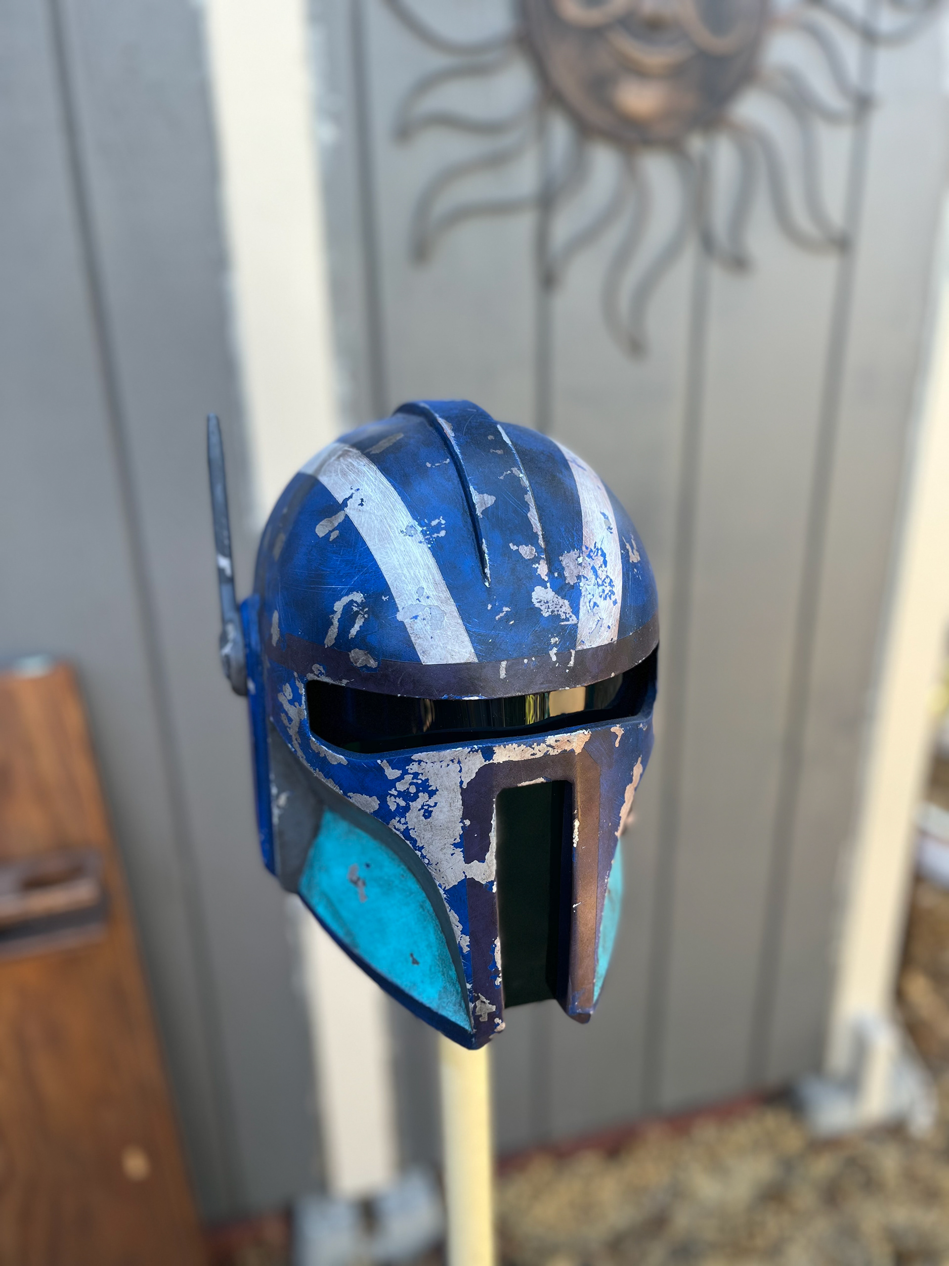 3D Printed Commandalorian helmet (Two Stripes). August 2023.
