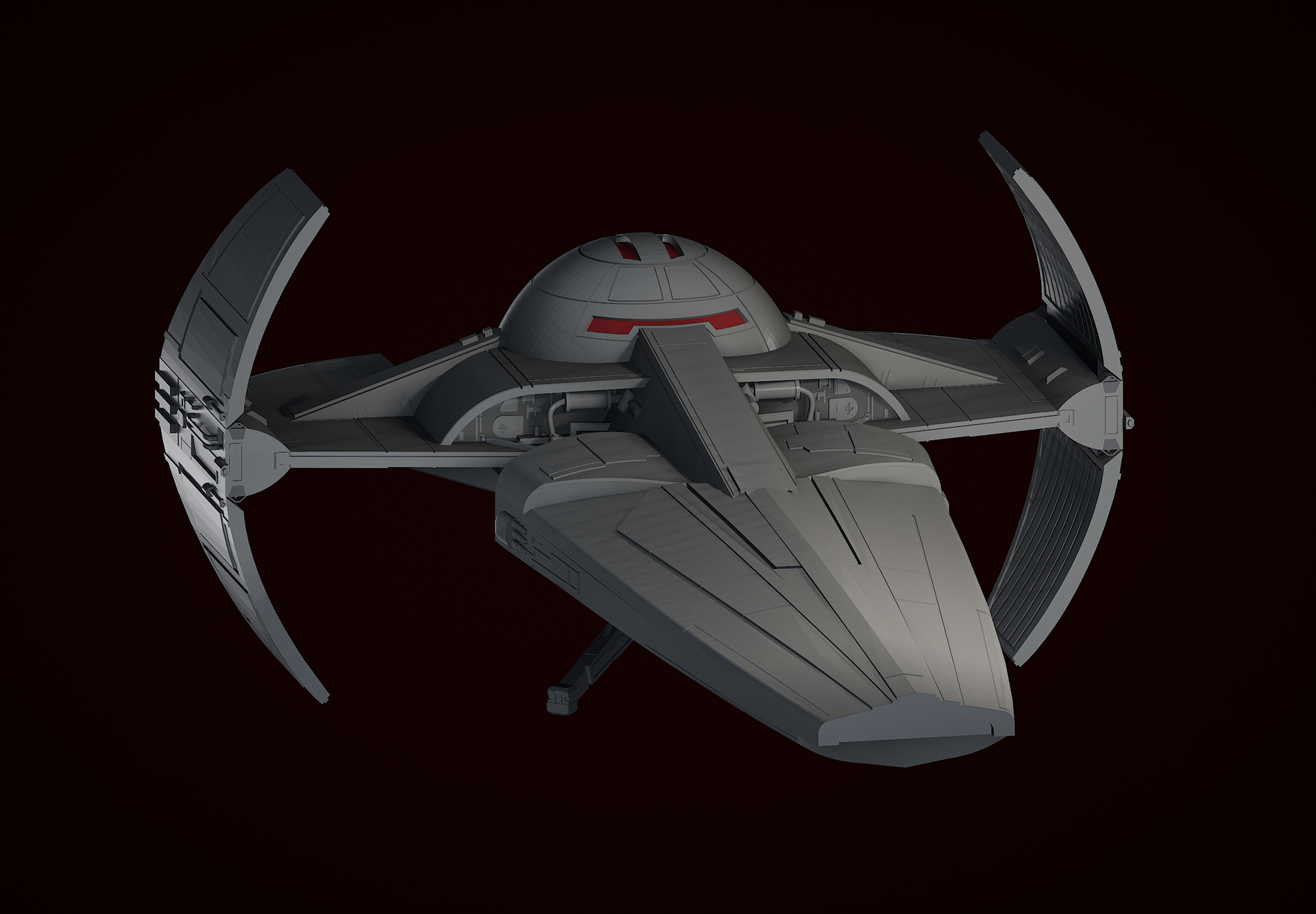 Sith Infiltrator. Made in Shapr3d. Scaled to fit Jazwares Micro Galaxy Squadron line. Feb 2024.