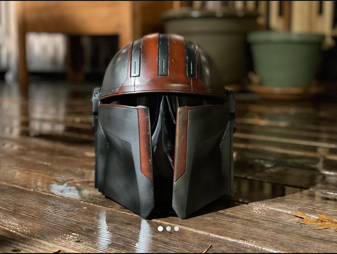 3D Printed Mandalorian helmet (Foreman). Digital files from AlterEgoArmory. Jan 2021.