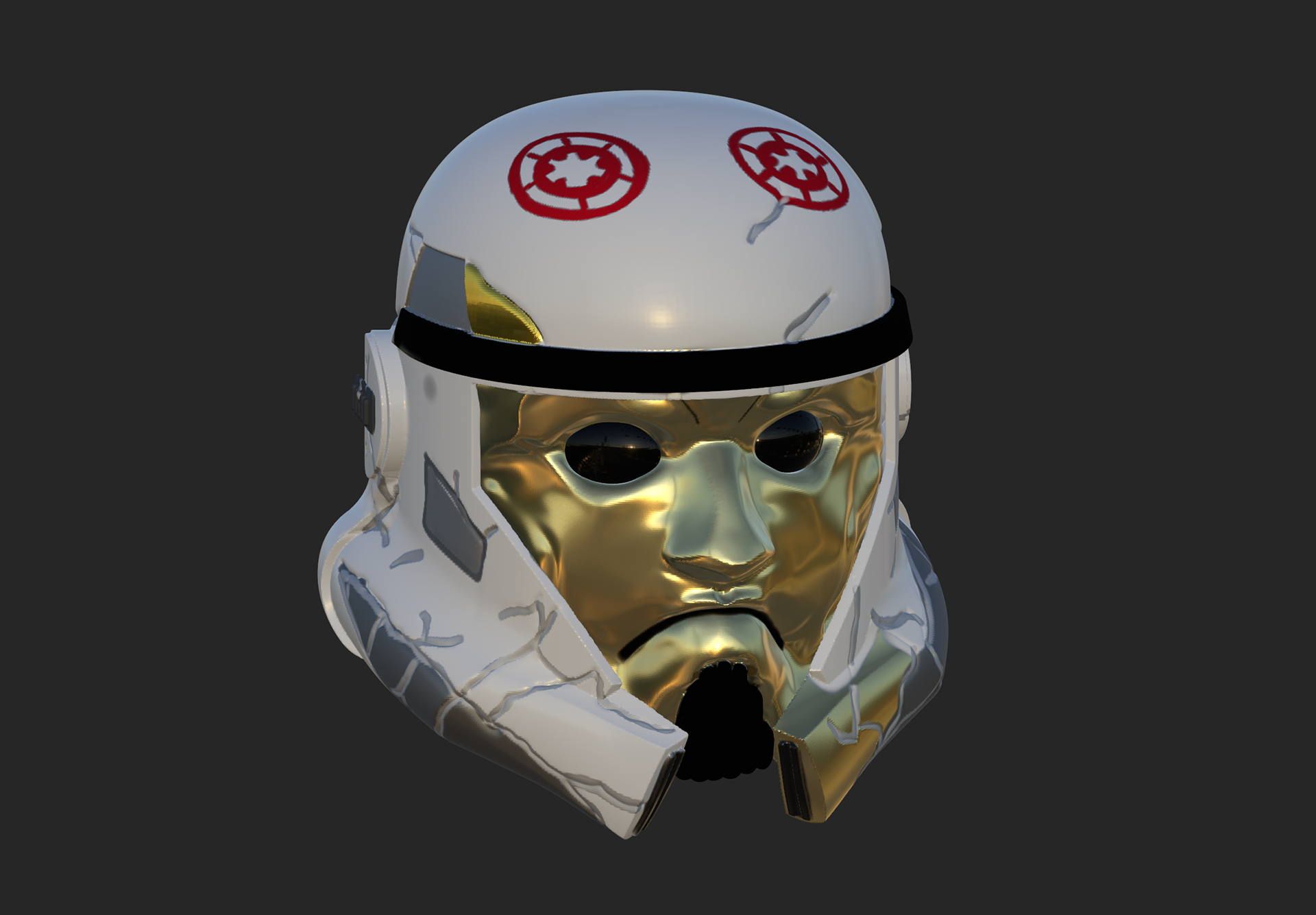 Captain Enoch helmet. Made in Shapr3d and Nomad Sculpt. Sept 2023.