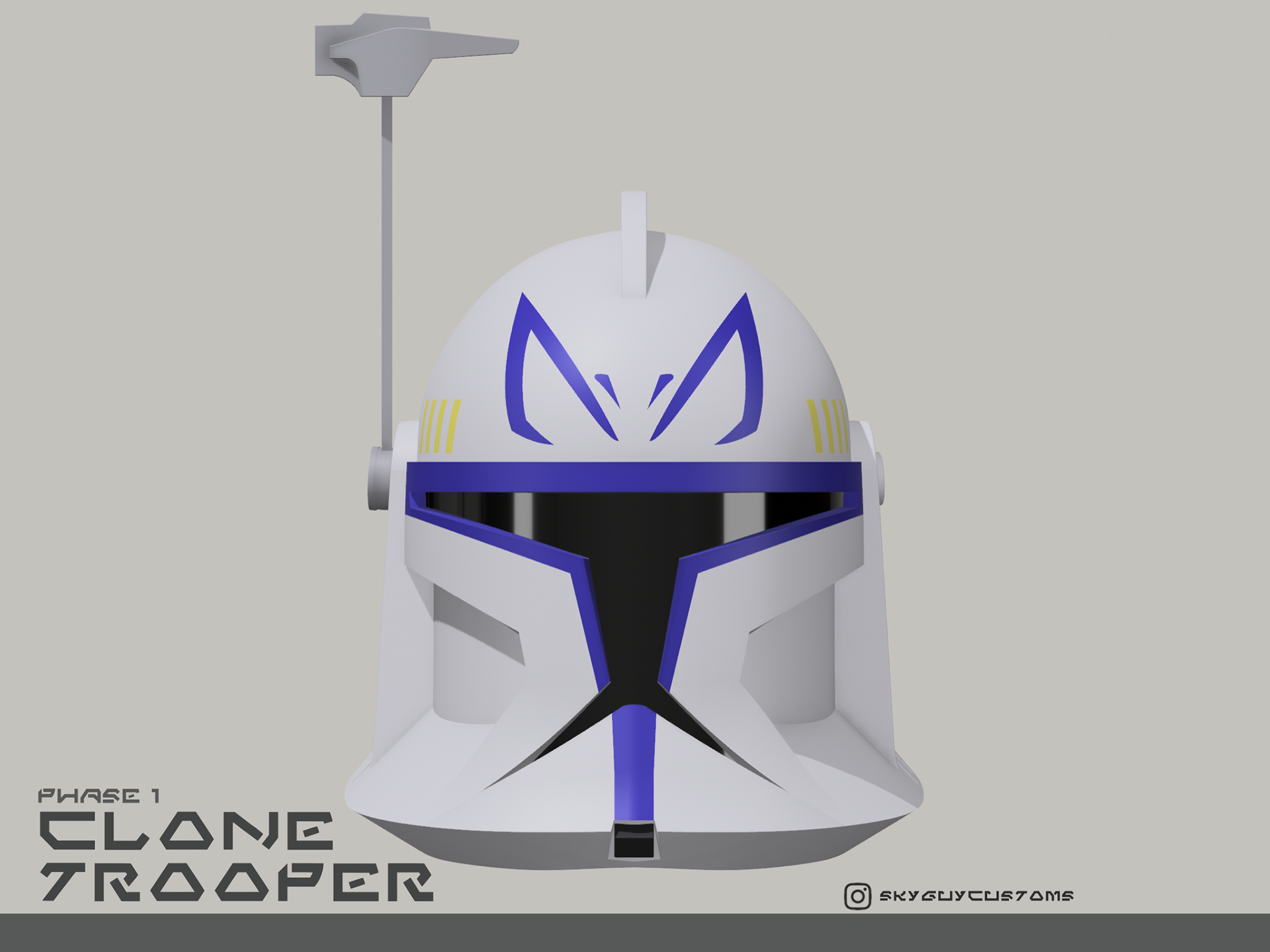 Phase I Clone Trooper Helmet. Made in Shapr3d. Aug 2023.