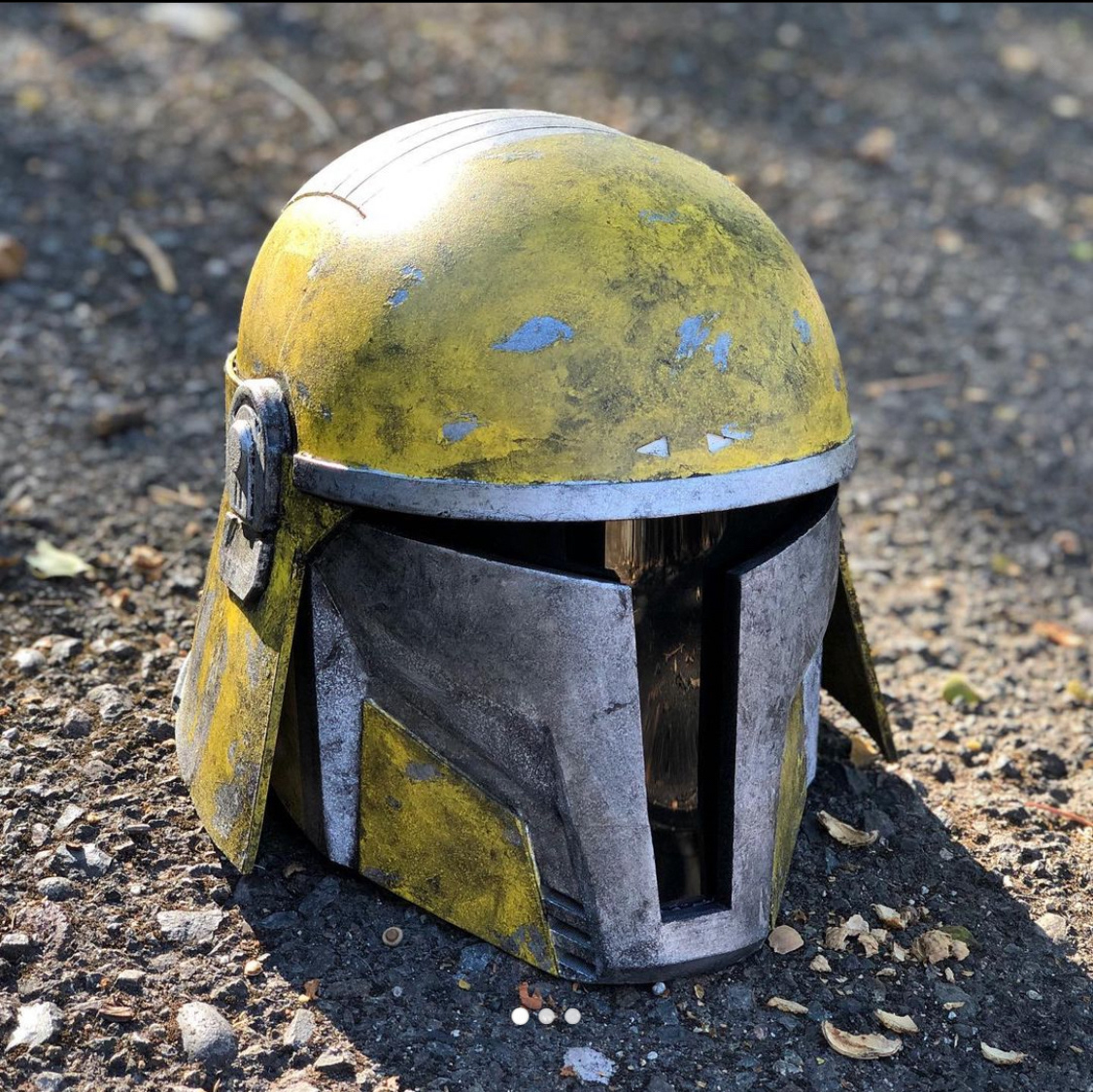 3D Printed Mandalorian helmet (Dunewalker). Digital files from AlterEgoArmory. Sept 2020.